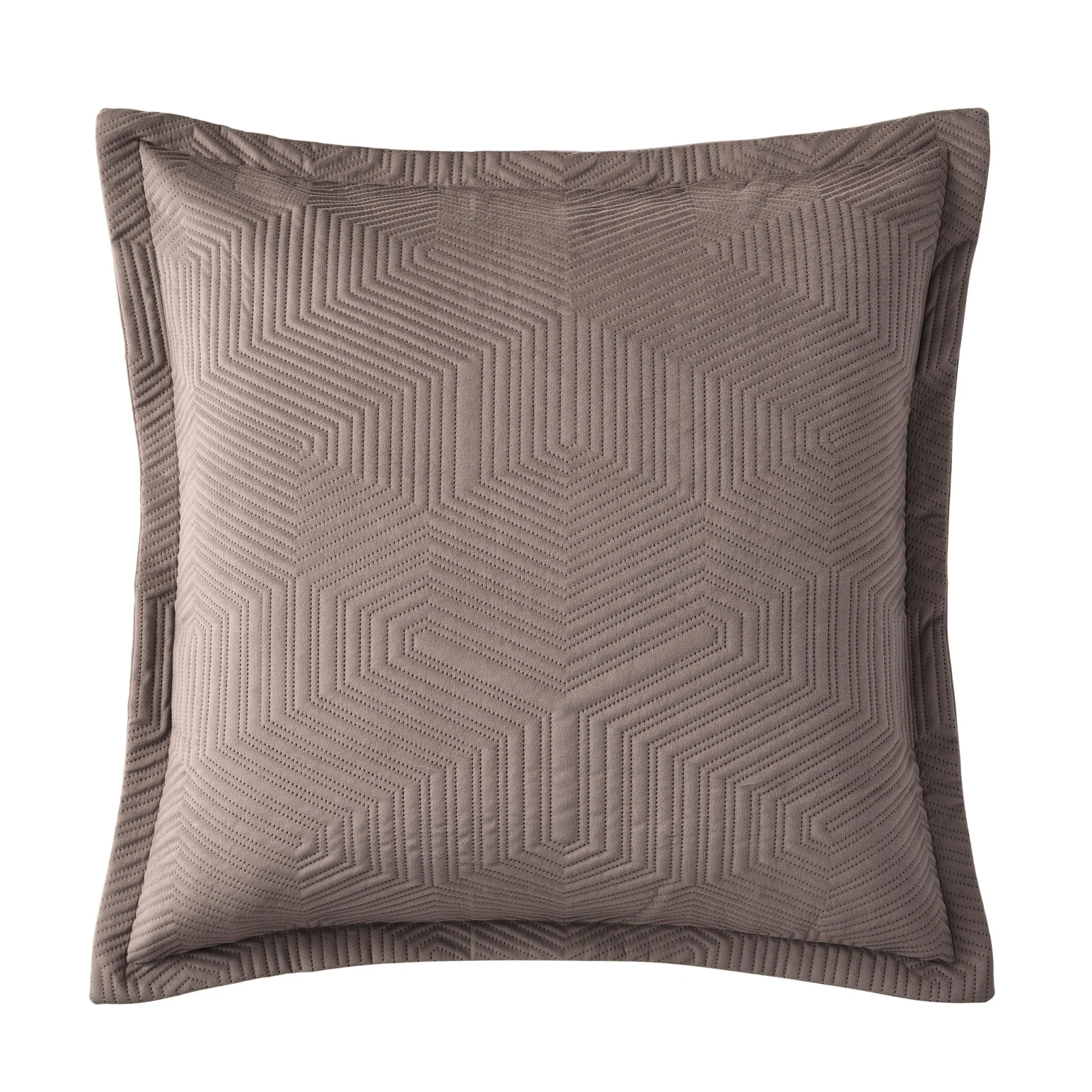 Torino Velvet Geometric Pinsonic Cushion Cover - Taupe - Image 6