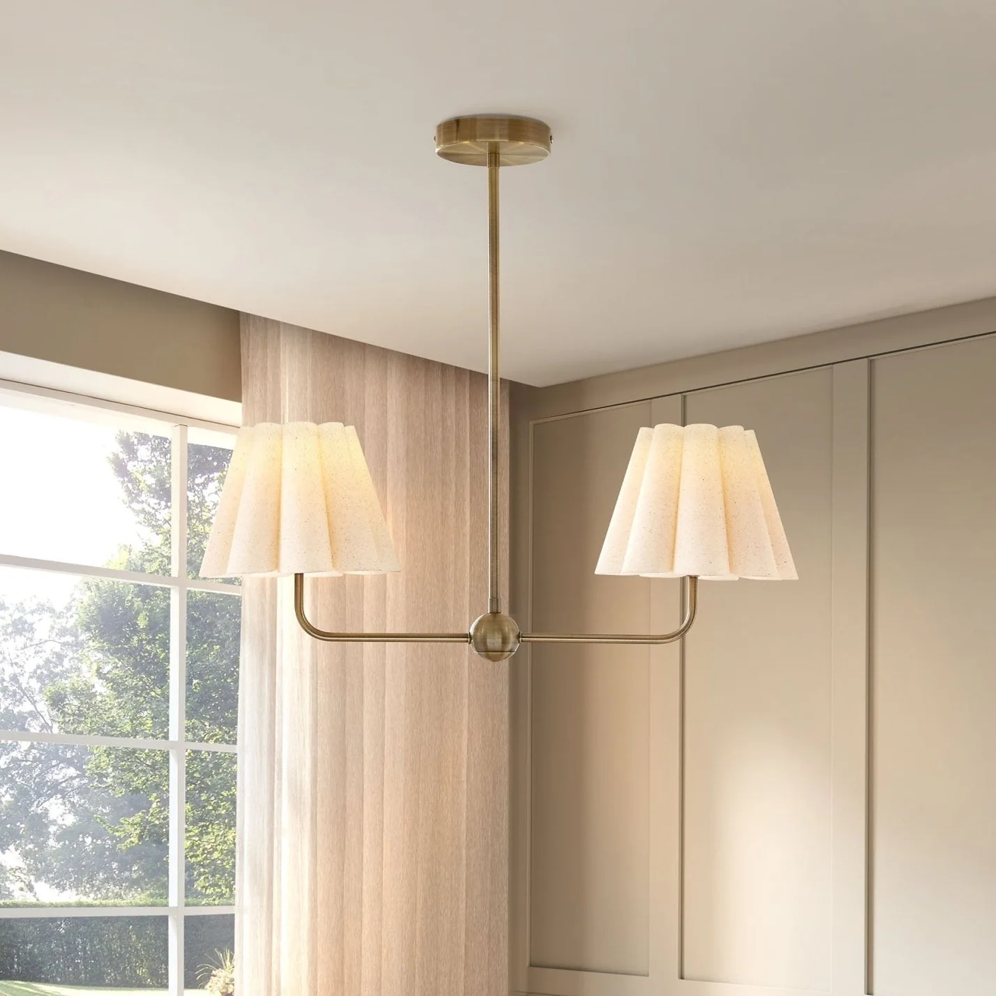 Trinity Pleated 2 Light Chandelier - Gold