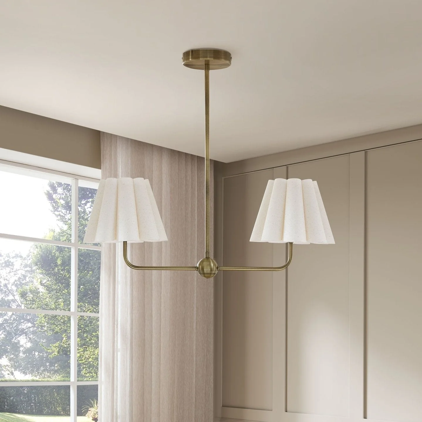 Trinity Pleated 2 Light Chandelier - Gold - Image 2