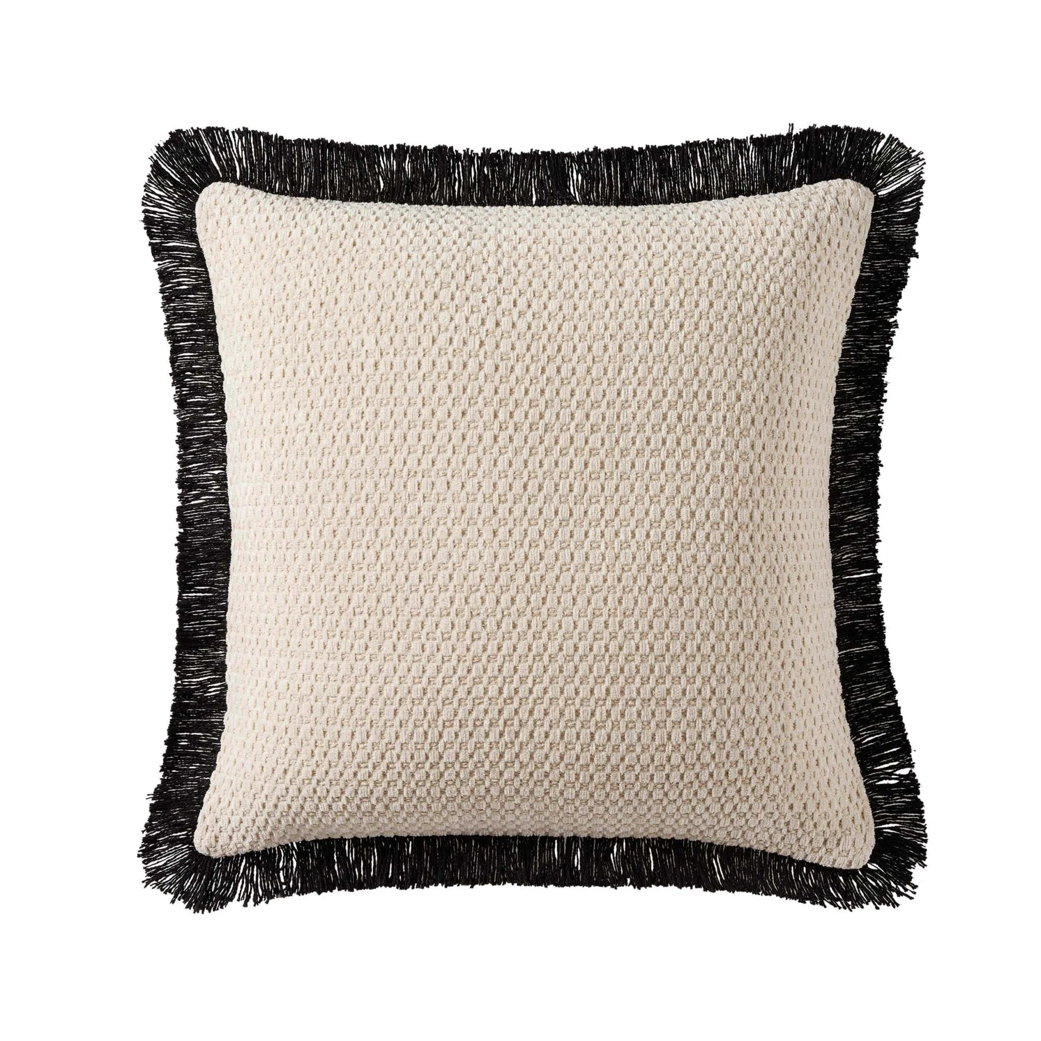 Tufted Chenille Cushion Cover - Cream/Black - Image 4