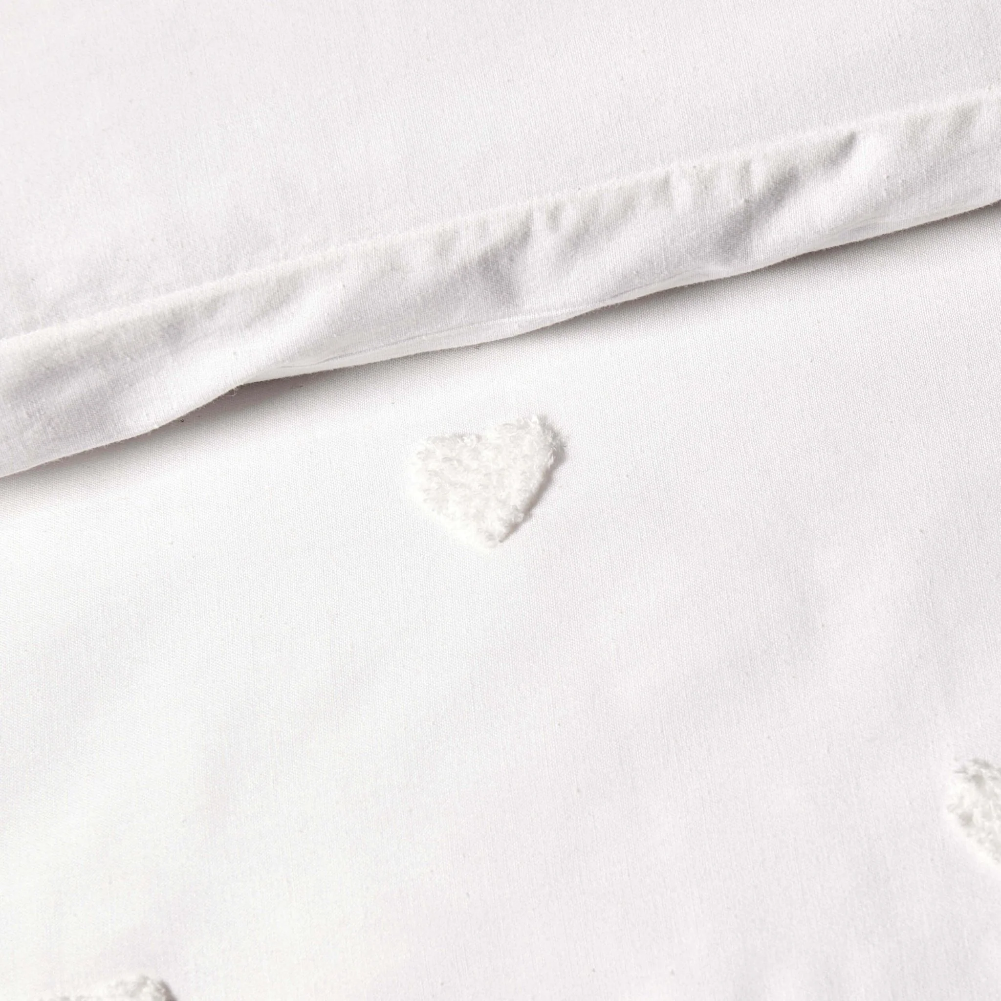 Tufted Heart Jacquard 100% Cotton Duvet Cover & Pillowcase set - White - Image 3