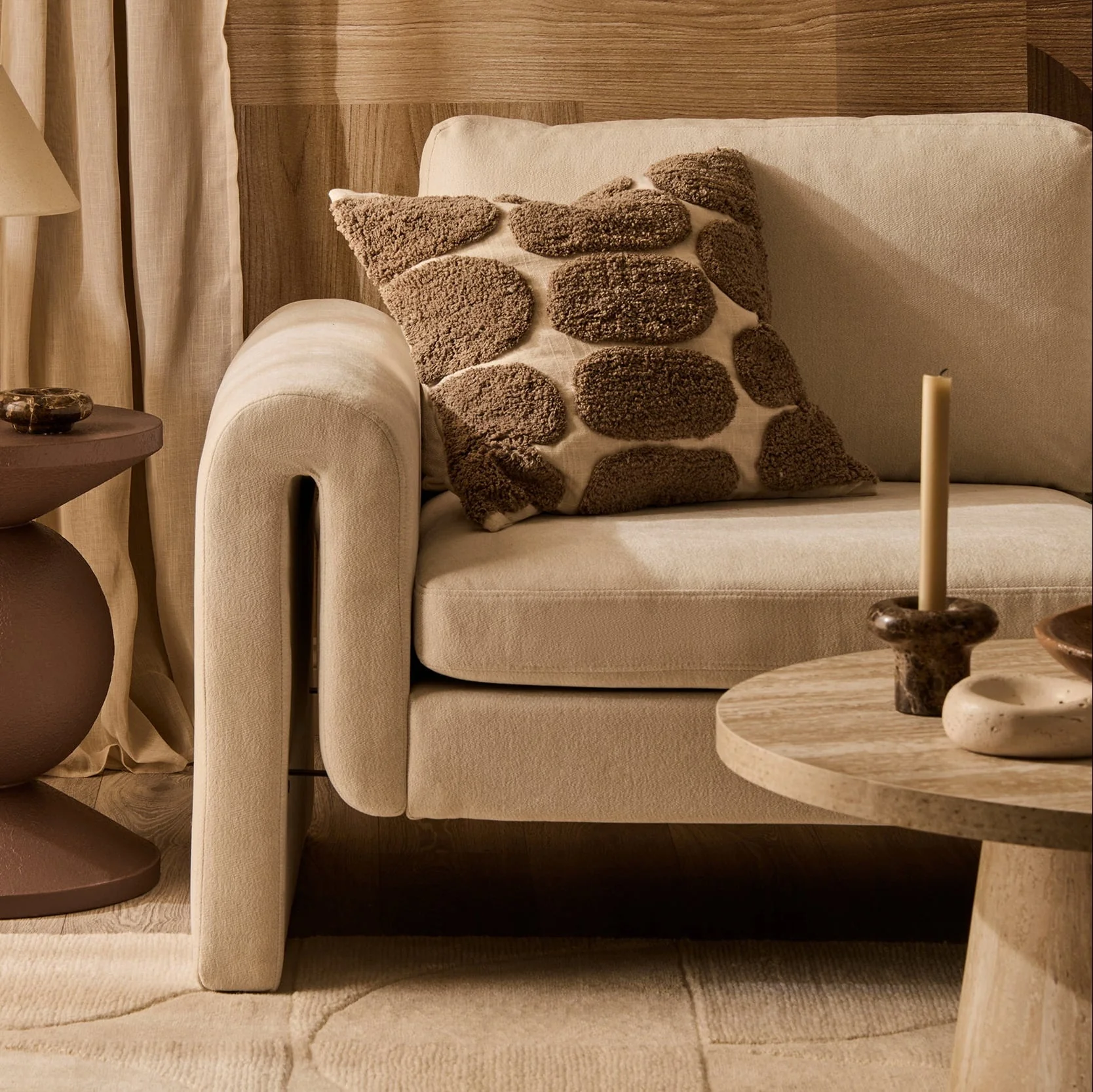 Tufted Pattern Sofa Cushion Cover - Taupe