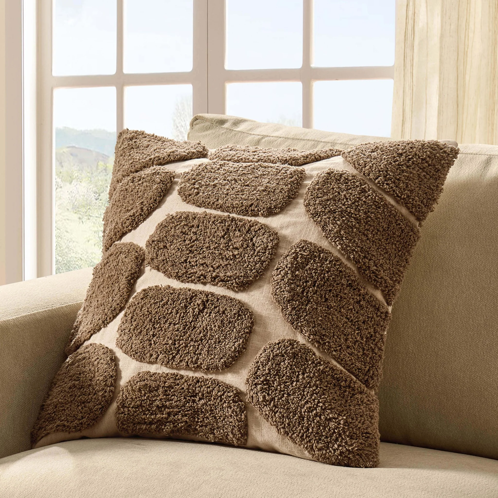 Tufted Pattern Sofa Cushion Cover - Taupe - Image 2