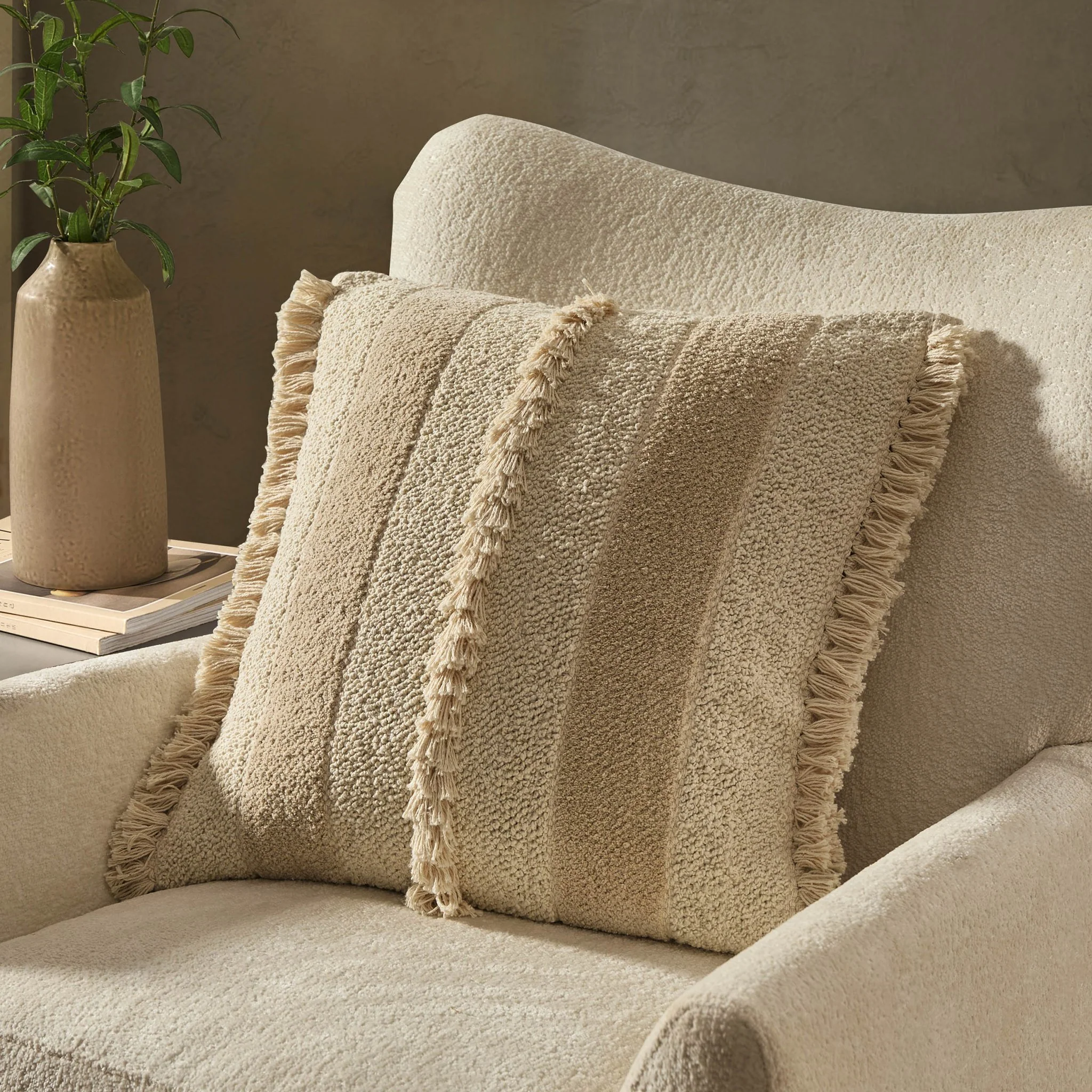 Tufted Stripe Sofa Cushion Cover - Natural