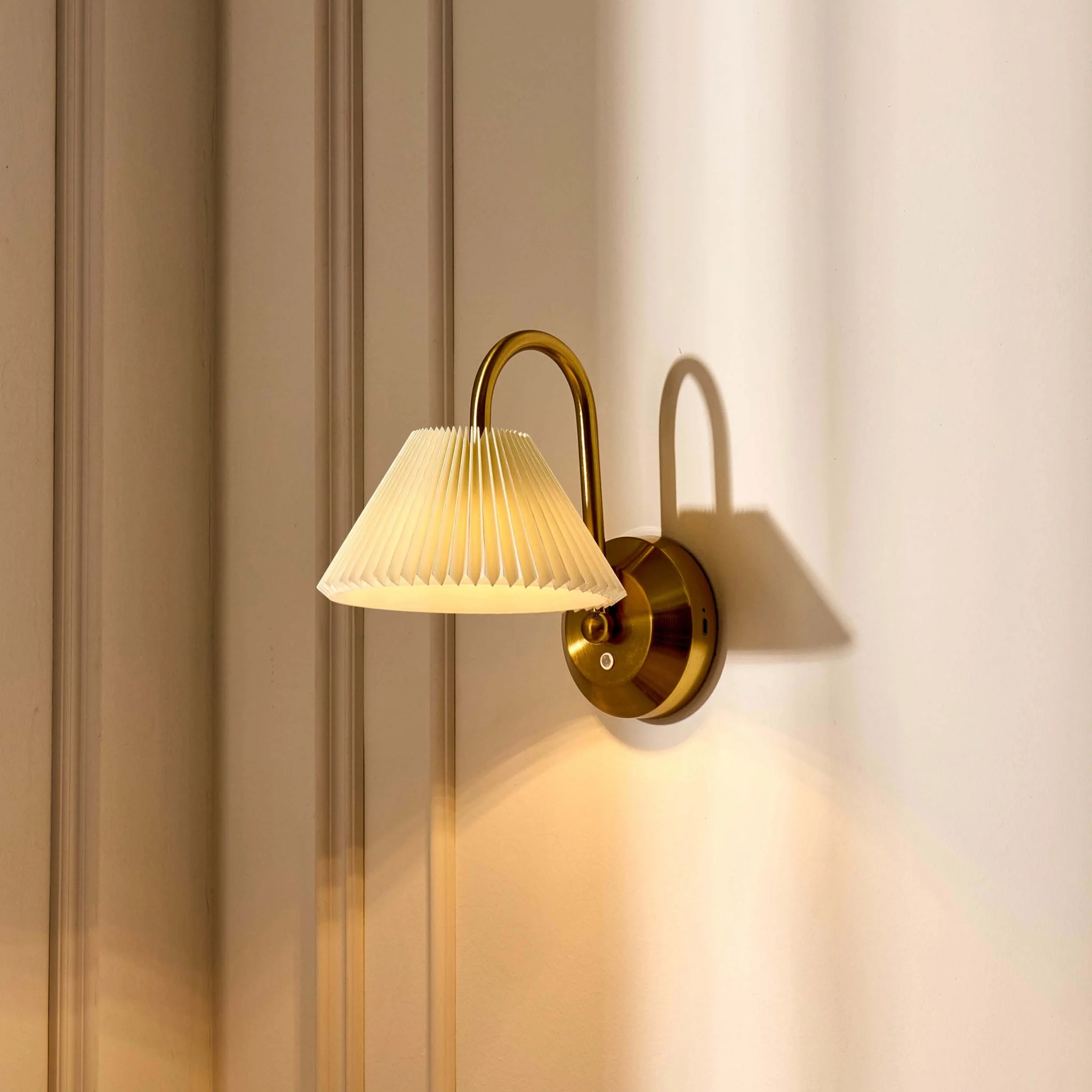 Twila Rechargeable Pleated Wall Light - Brass