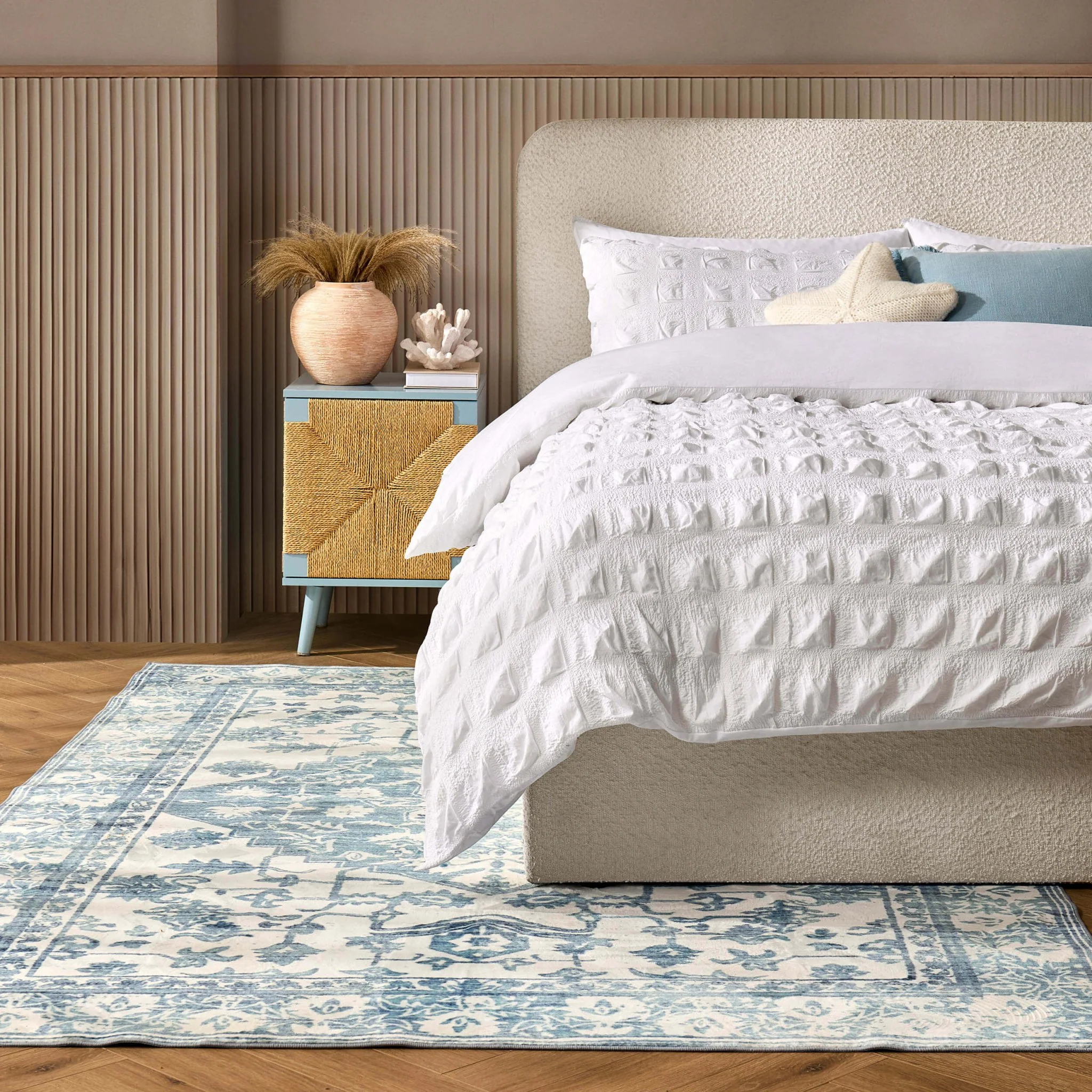 Uma Persian Style Machine Washable Rug - Blue