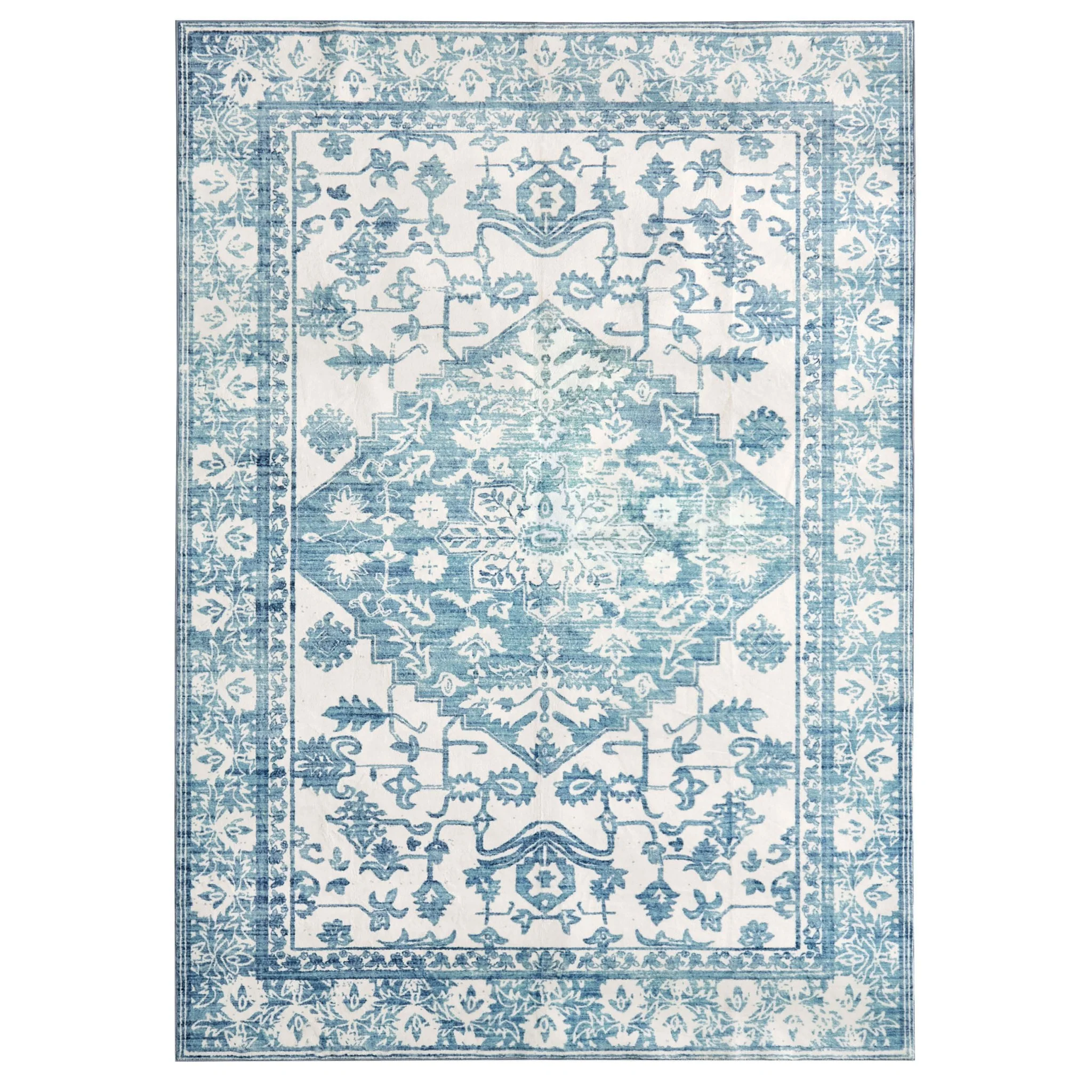 Uma Persian Style Machine Washable Rug - Blue - Image 2