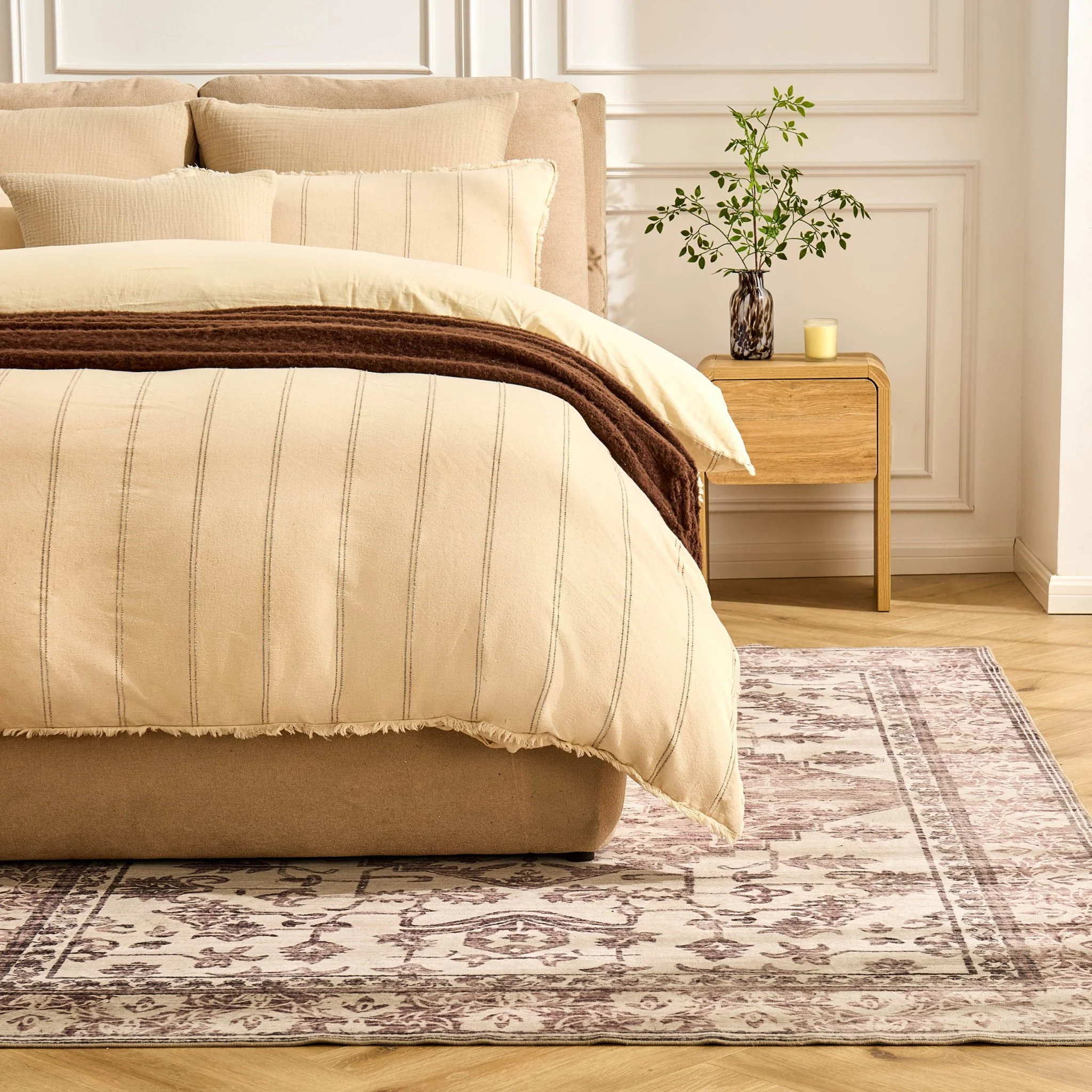Uma Persian Style Machine Washable Rug - Brown