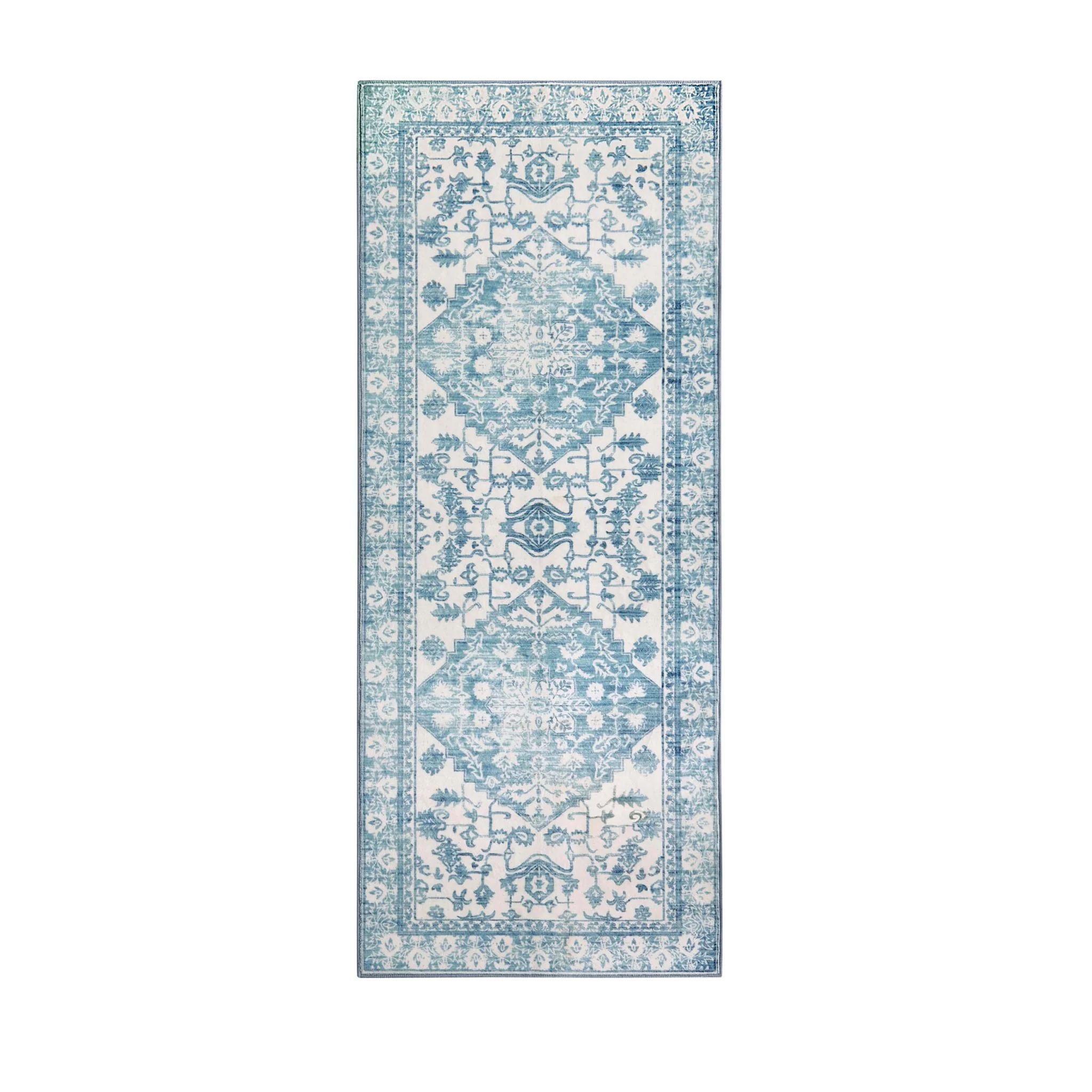 Uma Persian Style Machine Washable Runner - Blue - Image 4