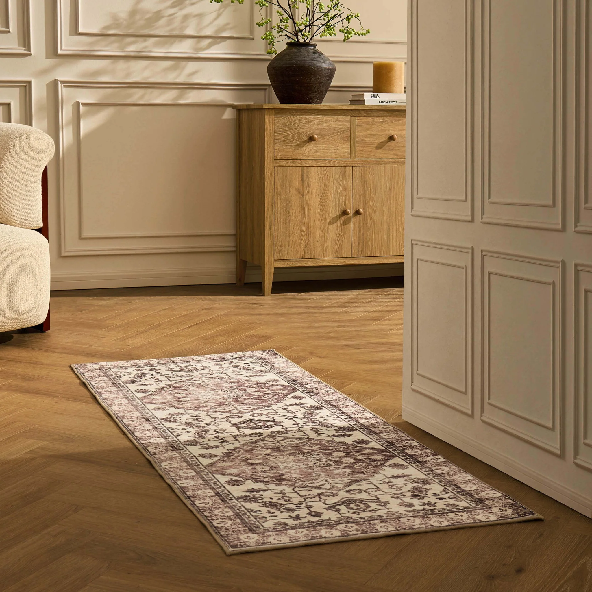 Uma Persian Style Machine Washable Runner - Brown