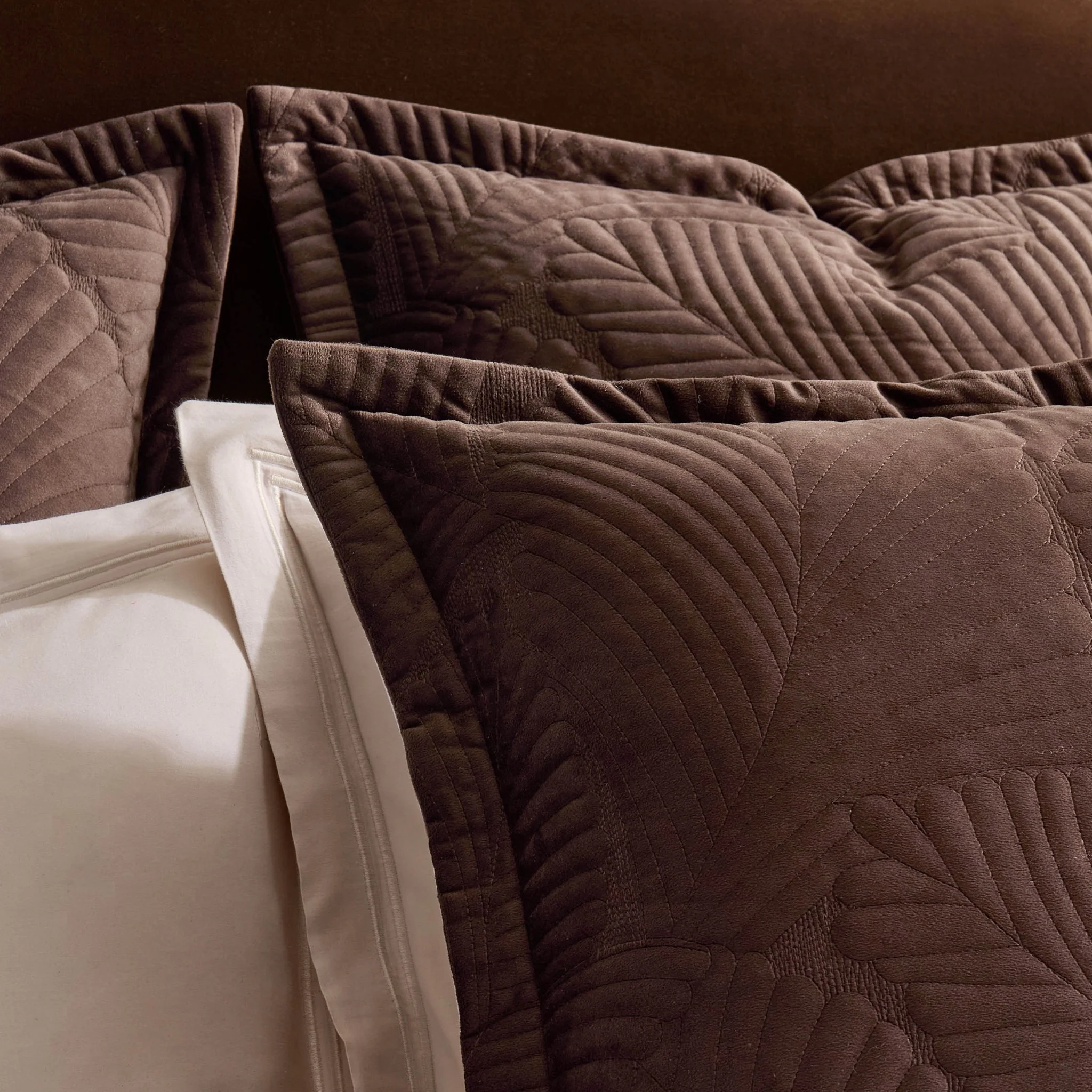 Valletta Leaf Matelasse Cushion Cover - Chocolate - Image 3