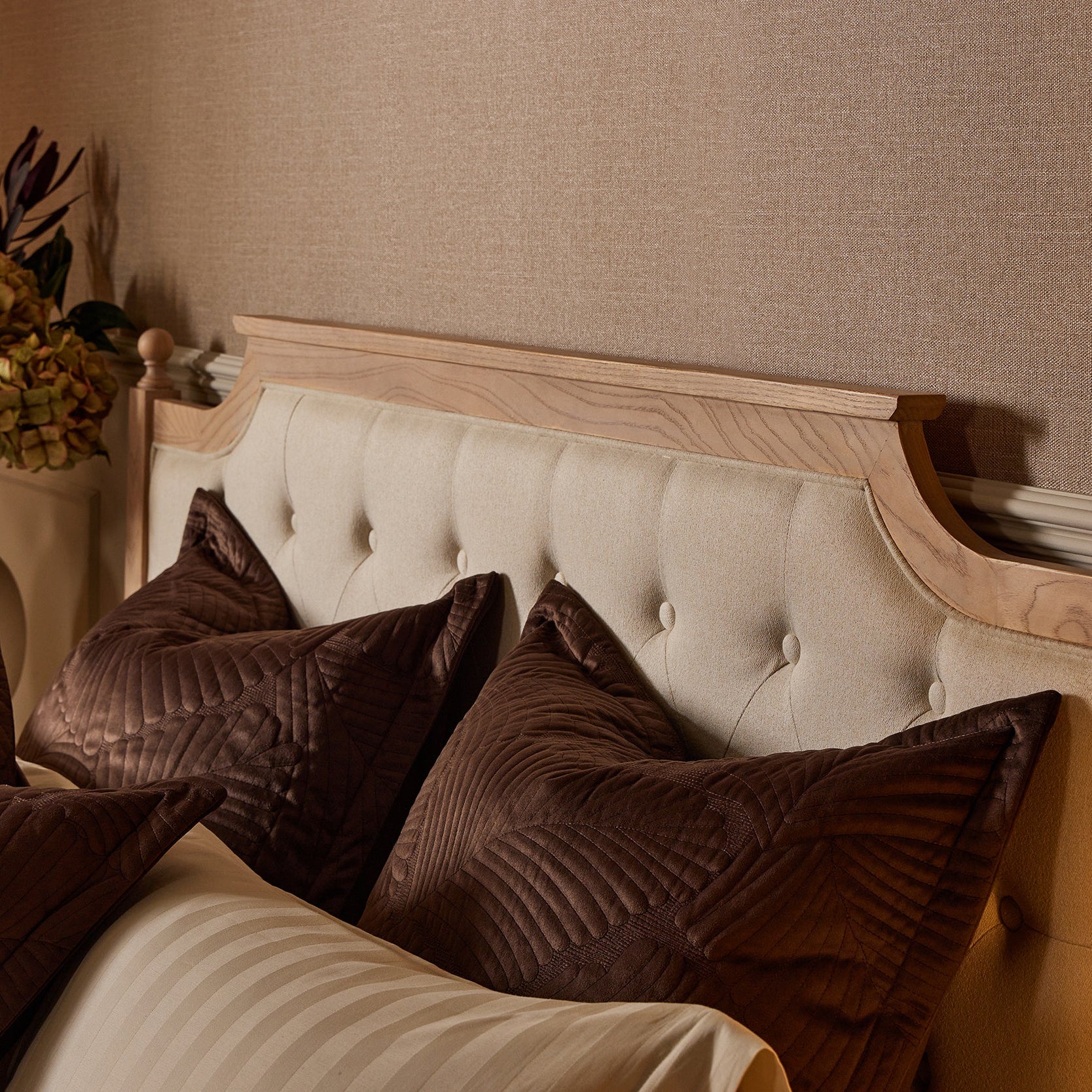 Valletta Leaf Matelasse Cushion Cover - Chocolate - Image 4