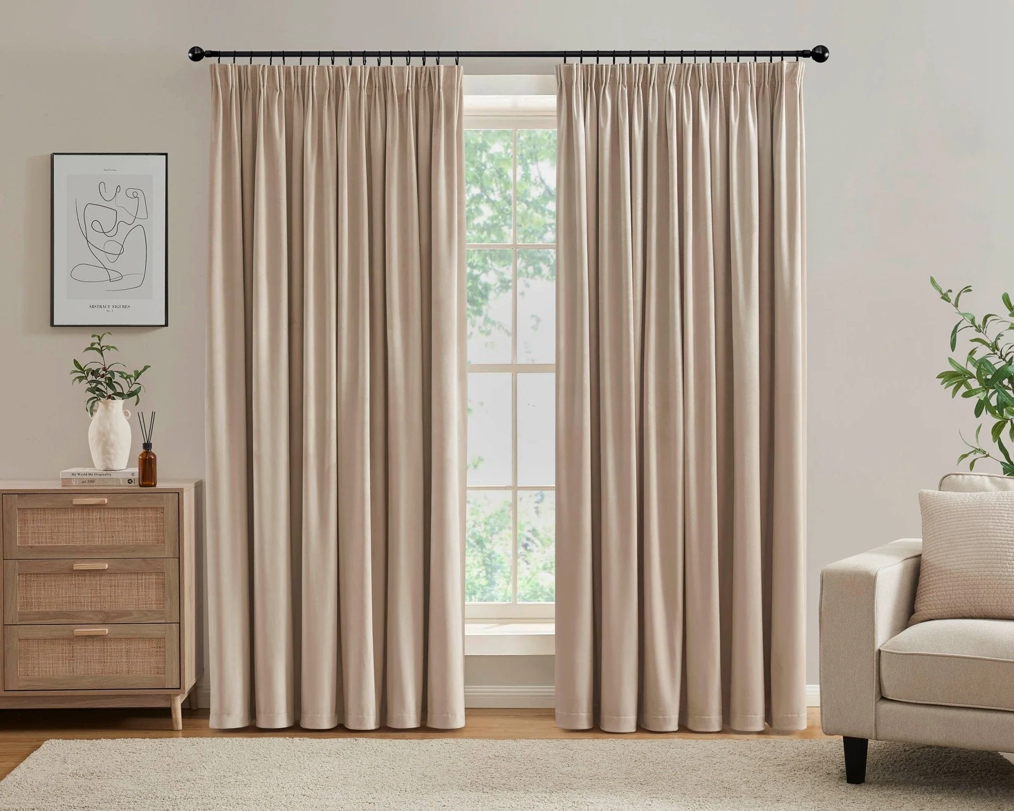 Velvet Thermal Blackout Pinch Pleat - Taupe - Image 3