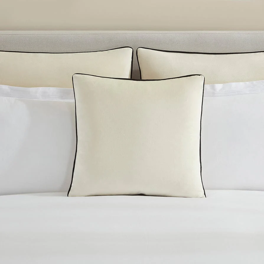 Velvet Cushion Cover - Off White Contrast Black Piping - Image 3