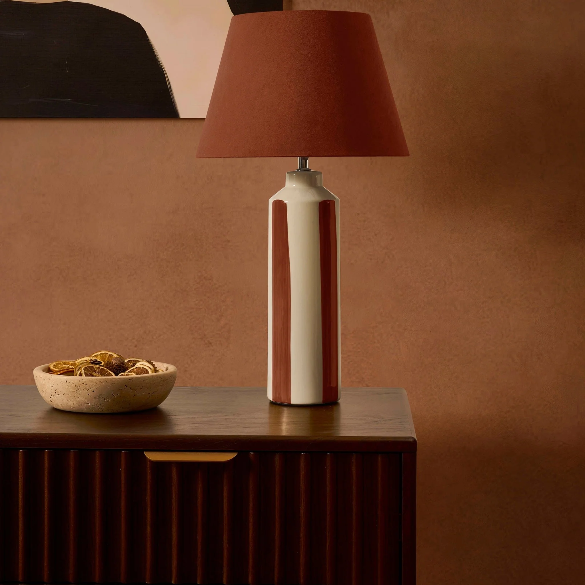 Velvet Stripe Table Lamp - Burnt Orange - Image 2