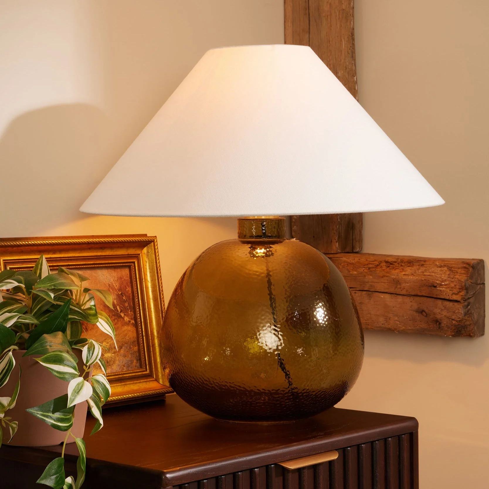 Verde Large Scale Glass Table Lamp - Green/Natural - Image 3