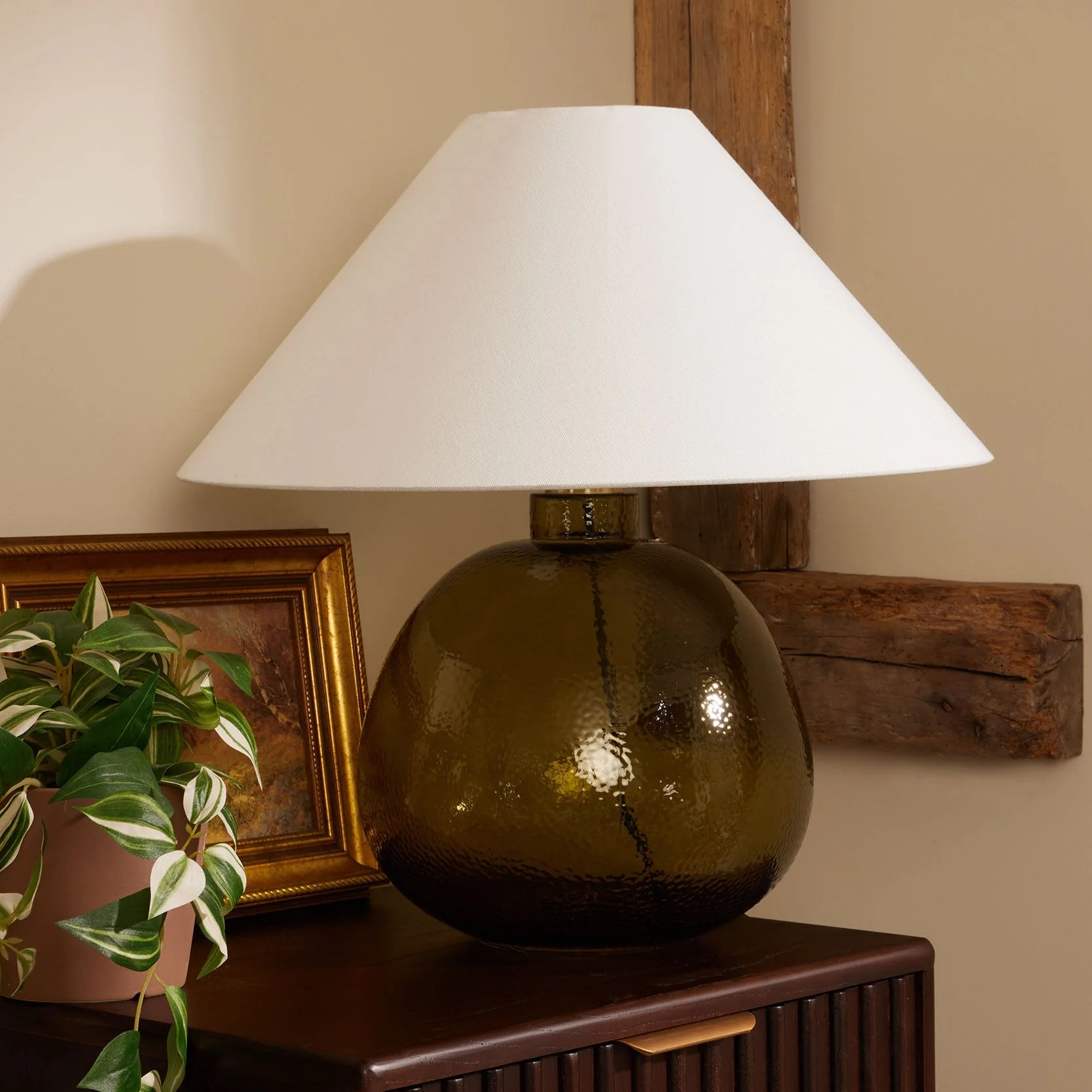 Verde Large Scale Glass Table Lamp - Green/Natural - Image 4