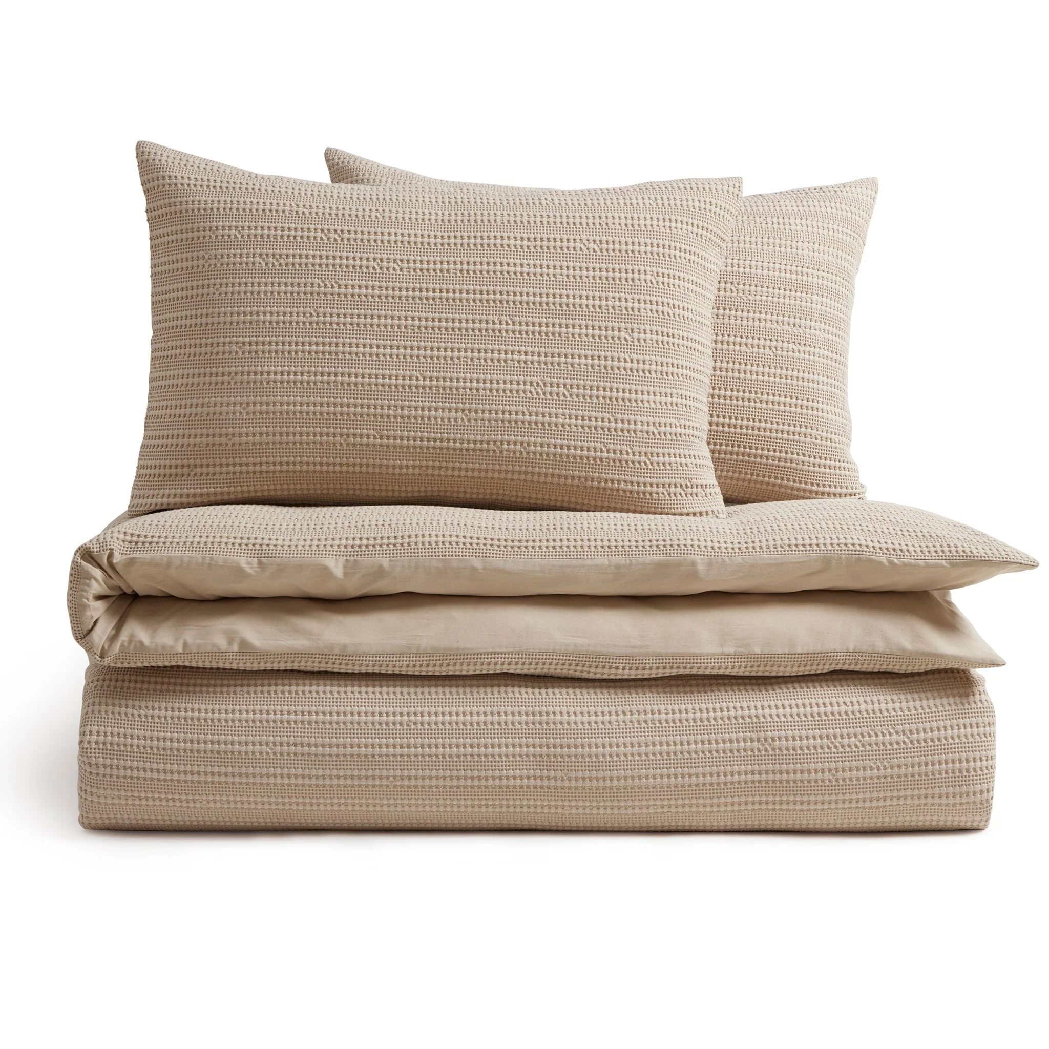 Vermont 180 Thread Count Waffle Duvet Cover & Pillowcase Set - Mocha - Image 10