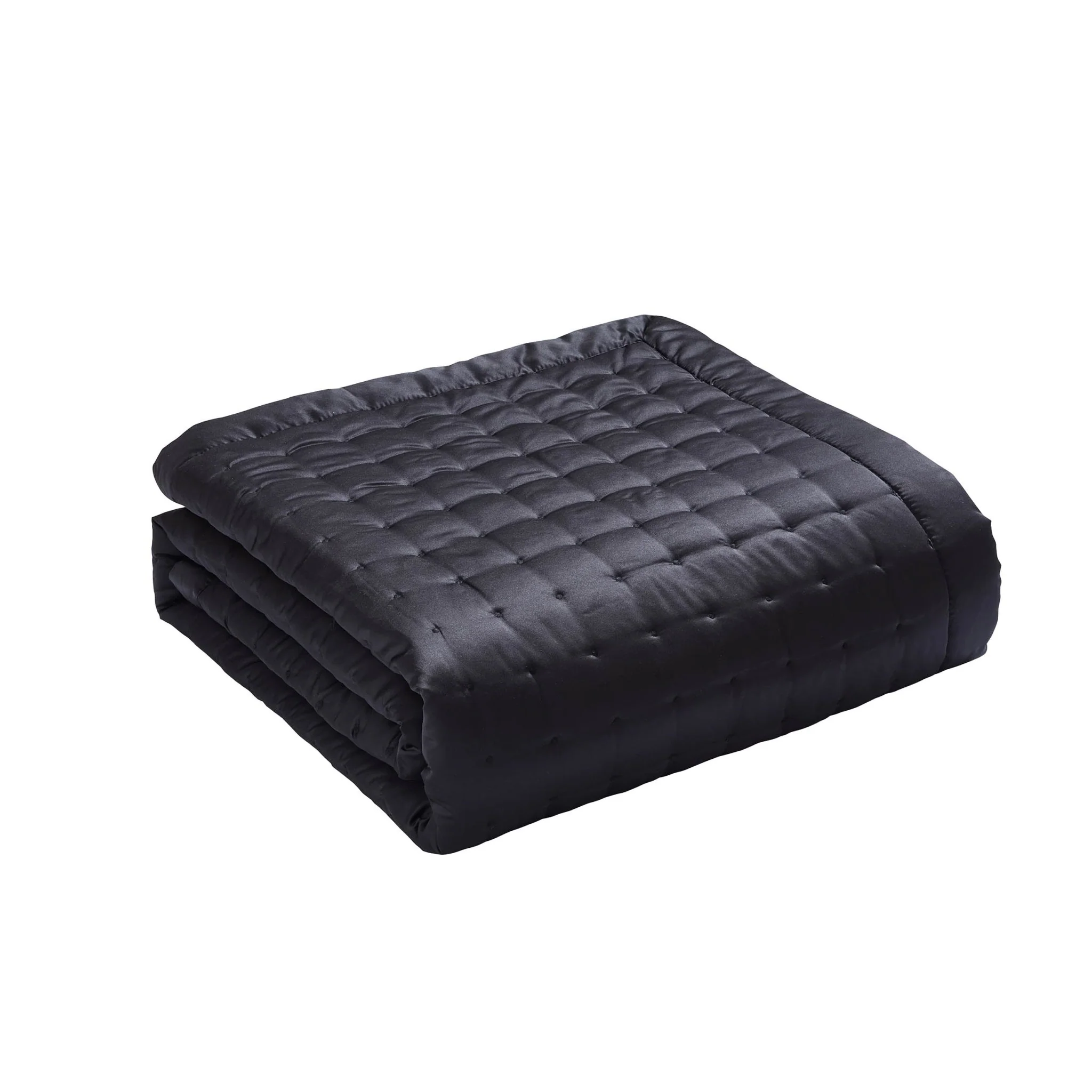 Vienna Quilted Satin Bedspread 2.5m x 2.6m - Black - Image 4