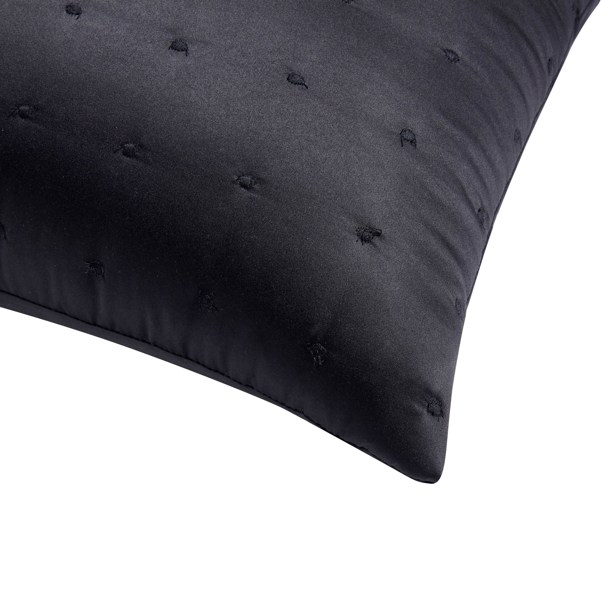 Vienna Quilted Satin Cushion Cover - Black - Image 4