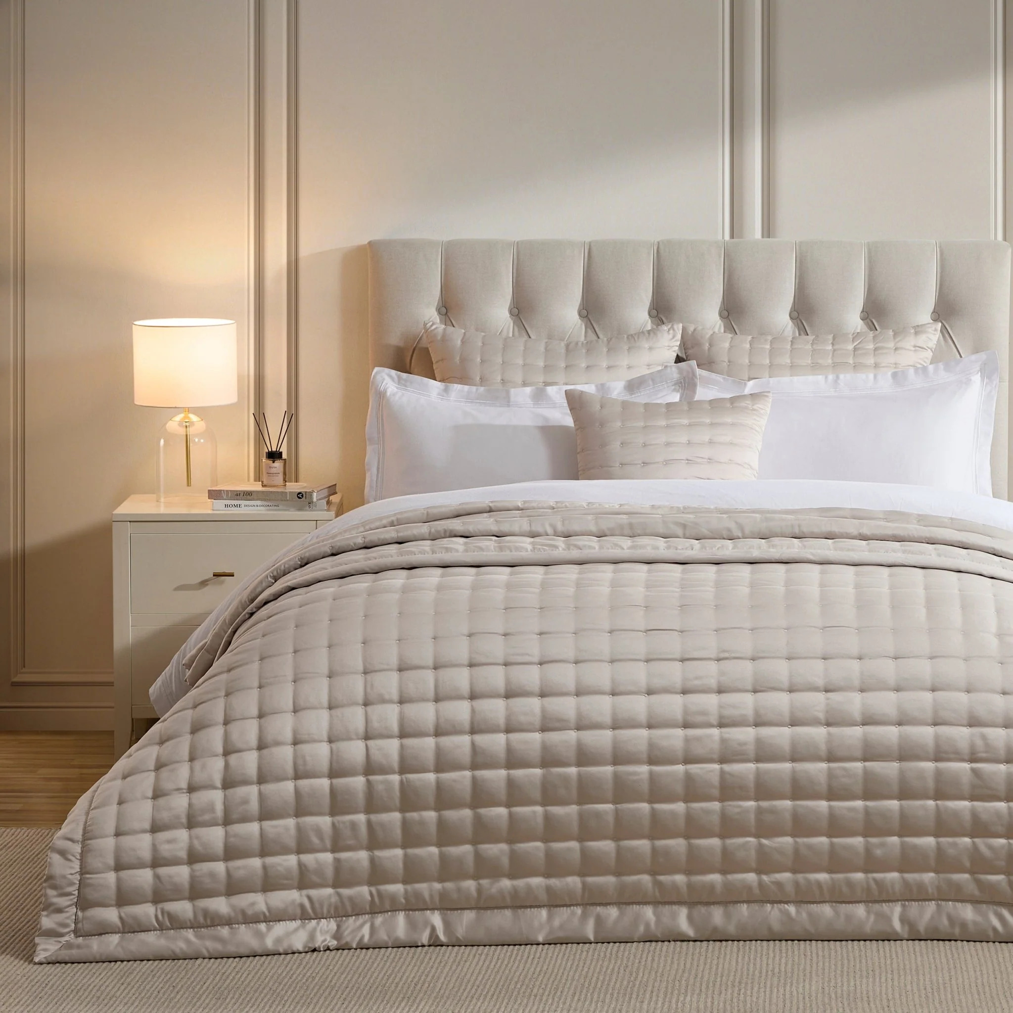Vienna Quilted Satin Cushion Cover - Champagne - Image 3