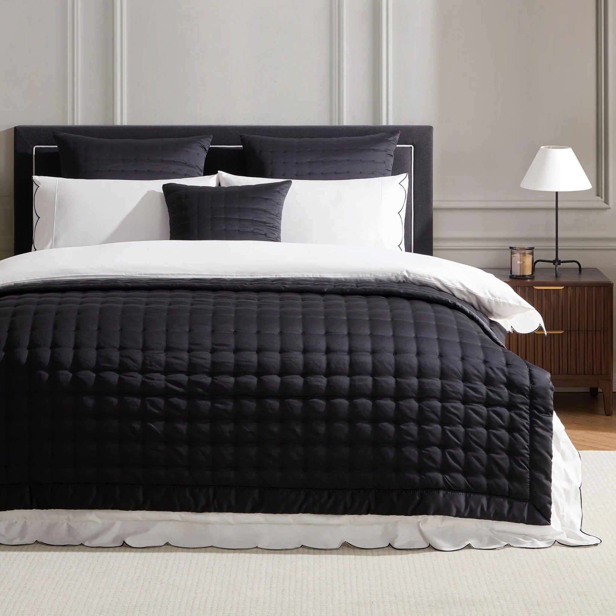 Vienna Quilted Satin Throw 1.5m x 2m - Black