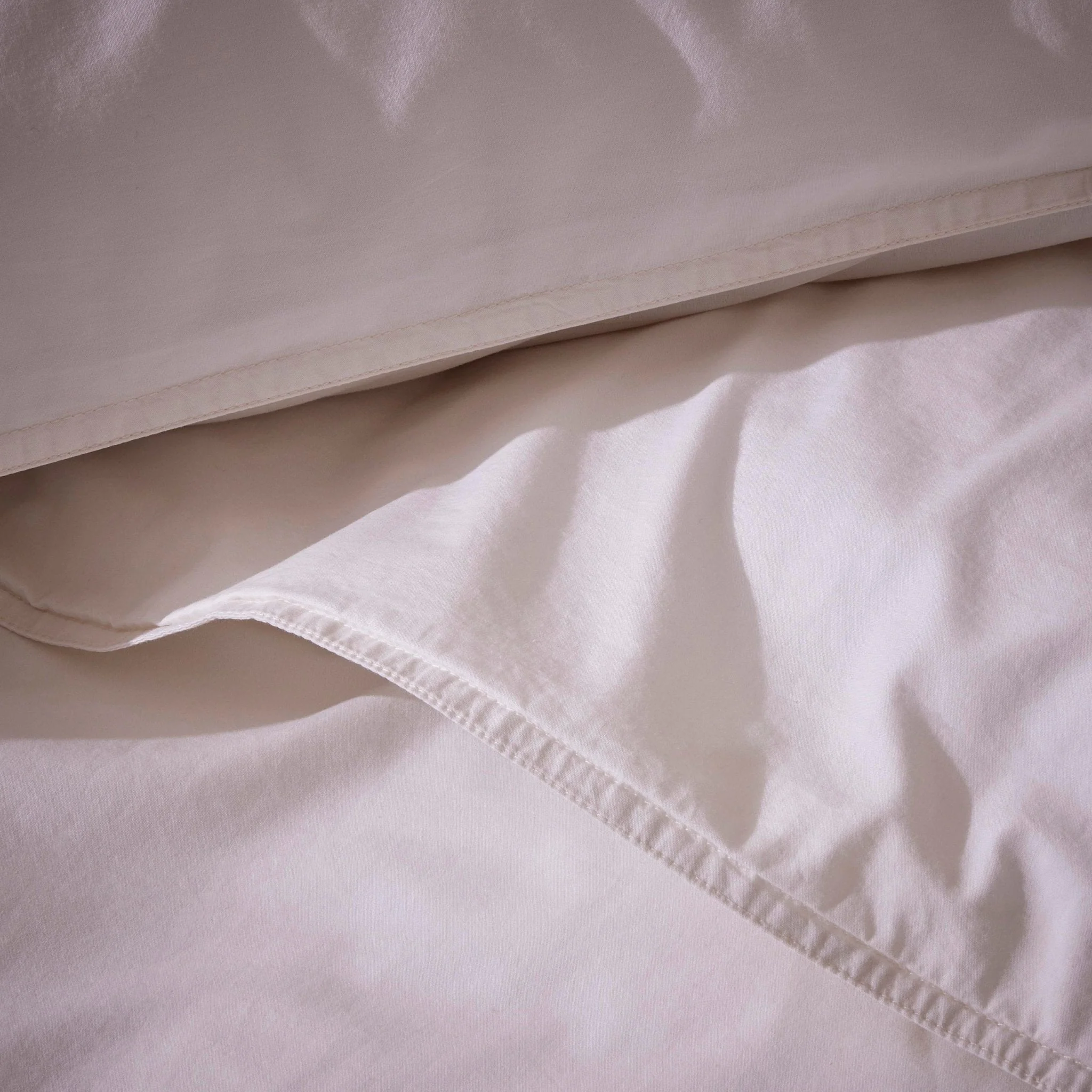 Washed Cotton 200 Thread Count Plain Dye Duvet Cover & Pillowcase Set - Off White - Image 2