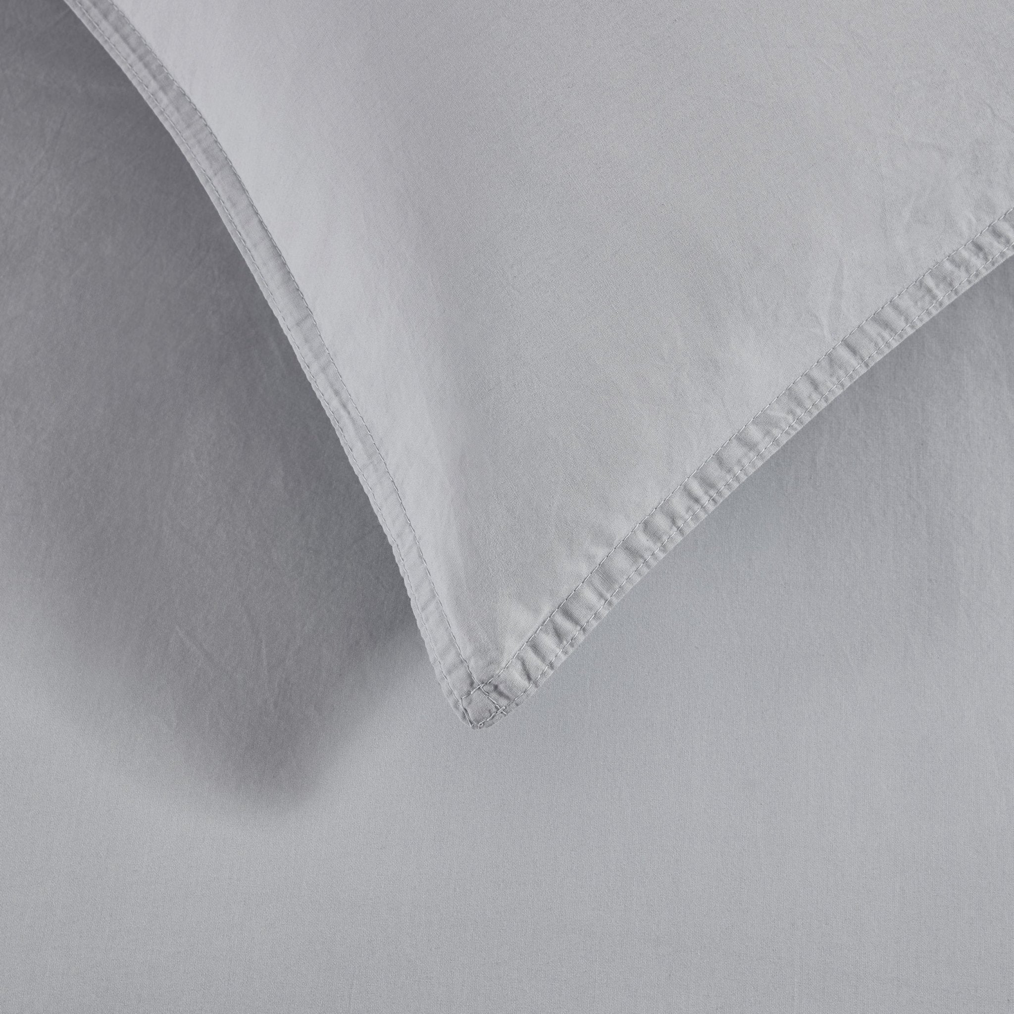 Washed Cotton 200 Thread Count Plain Dye Duvet Cover & Pillowcase Set - Dove Grey - Image 2
