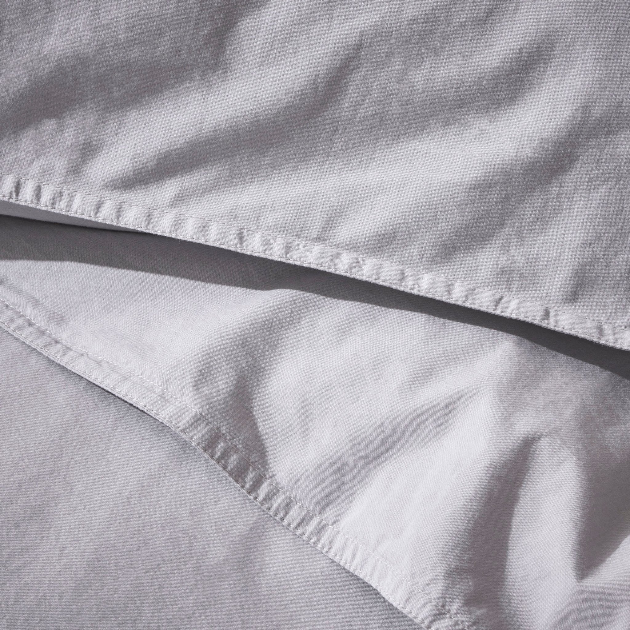 Washed Cotton 200 Thread Count Plain Dye Duvet Cover & Pillowcase Set - Dove Grey - Image 4