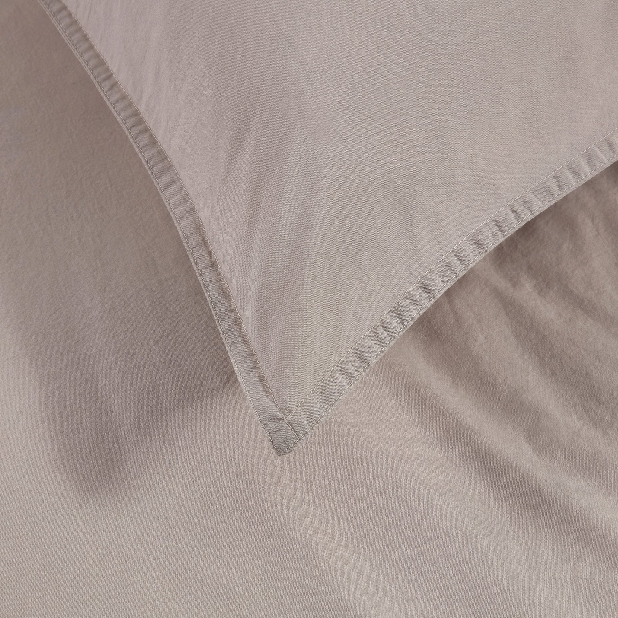 Washed Cotton 200 Thread Count Plain Dye Duvet Cover & Pillowcase Set - Natural - Image 2
