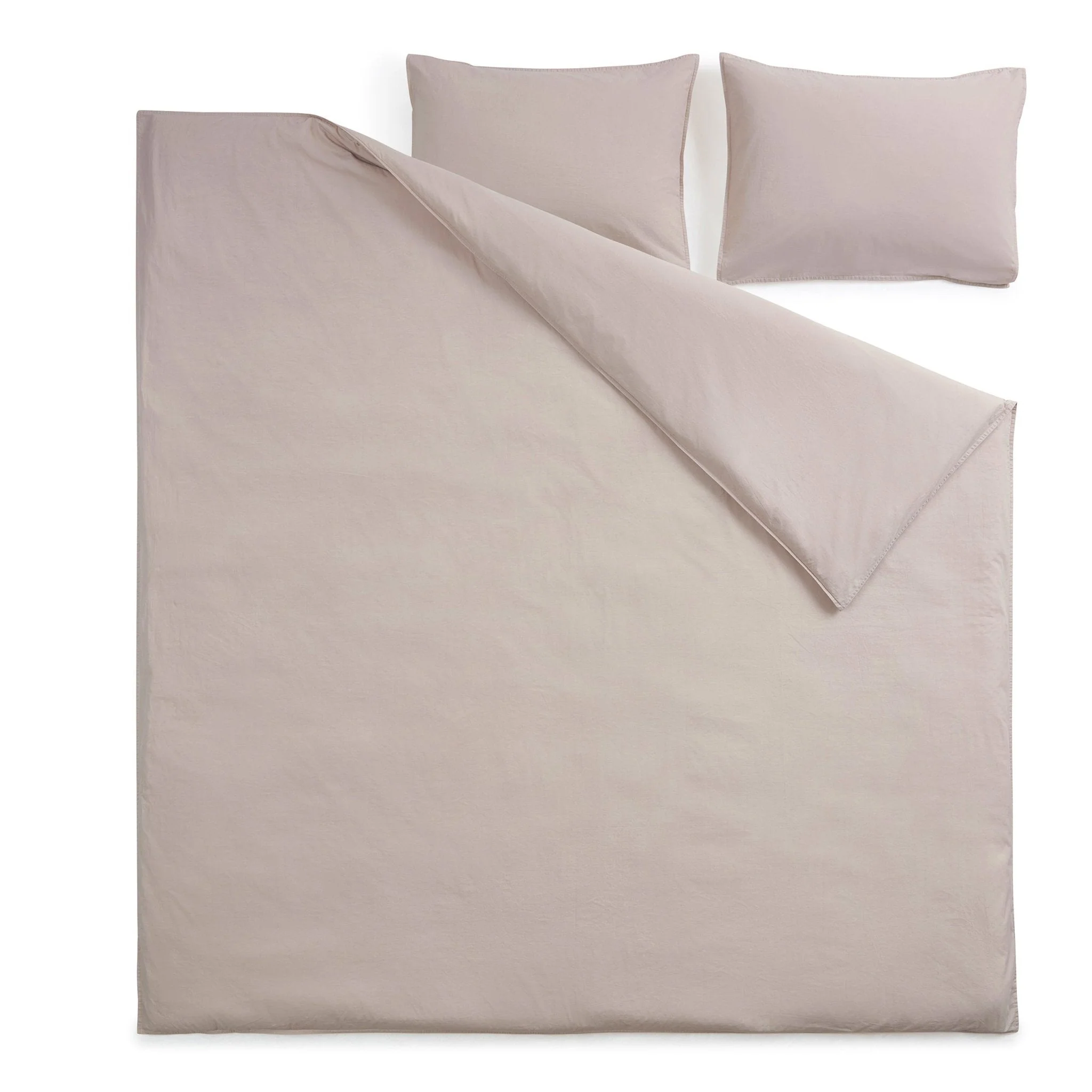 Washed Cotton 200 Thread Count Plain Dye Duvet Cover & Pillowcase Set - Natural - Image 4