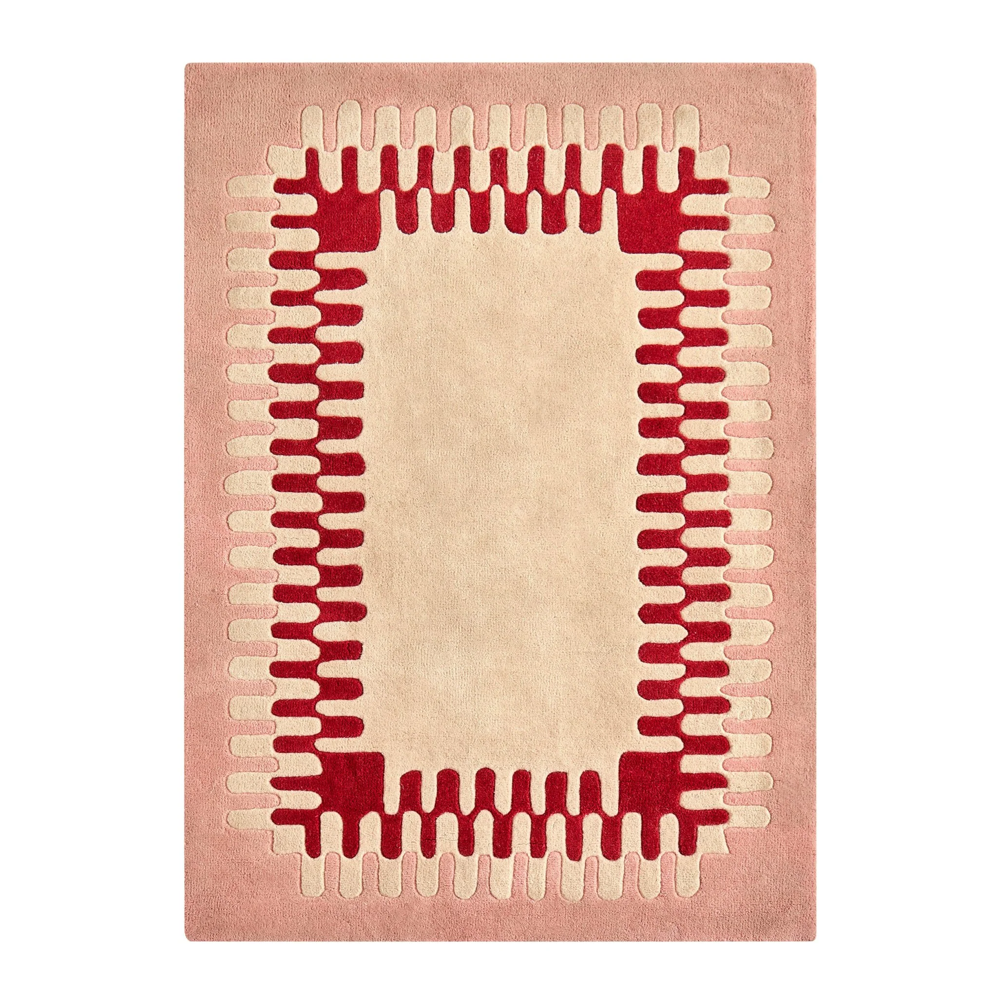 Waverly Hand Tufted Wavy Edge Rug - Natural/ Pink - Image 5