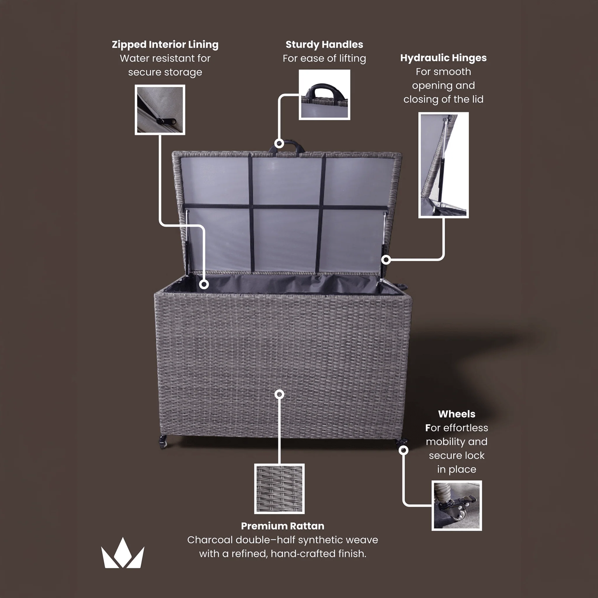 Weave Outdoor Storage Box 510L - Charcoal - Image 9