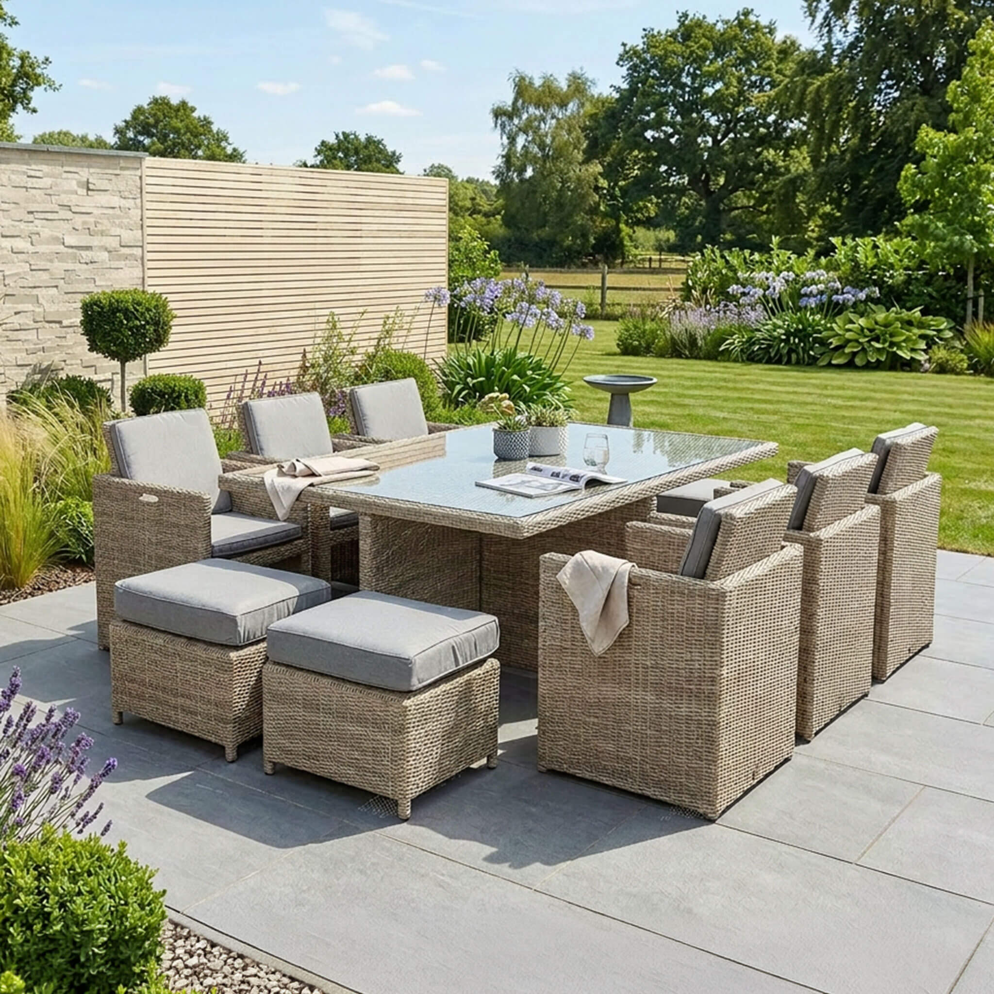 Wentworth Outdoor 10 Seater Cube Dining Set - Beige