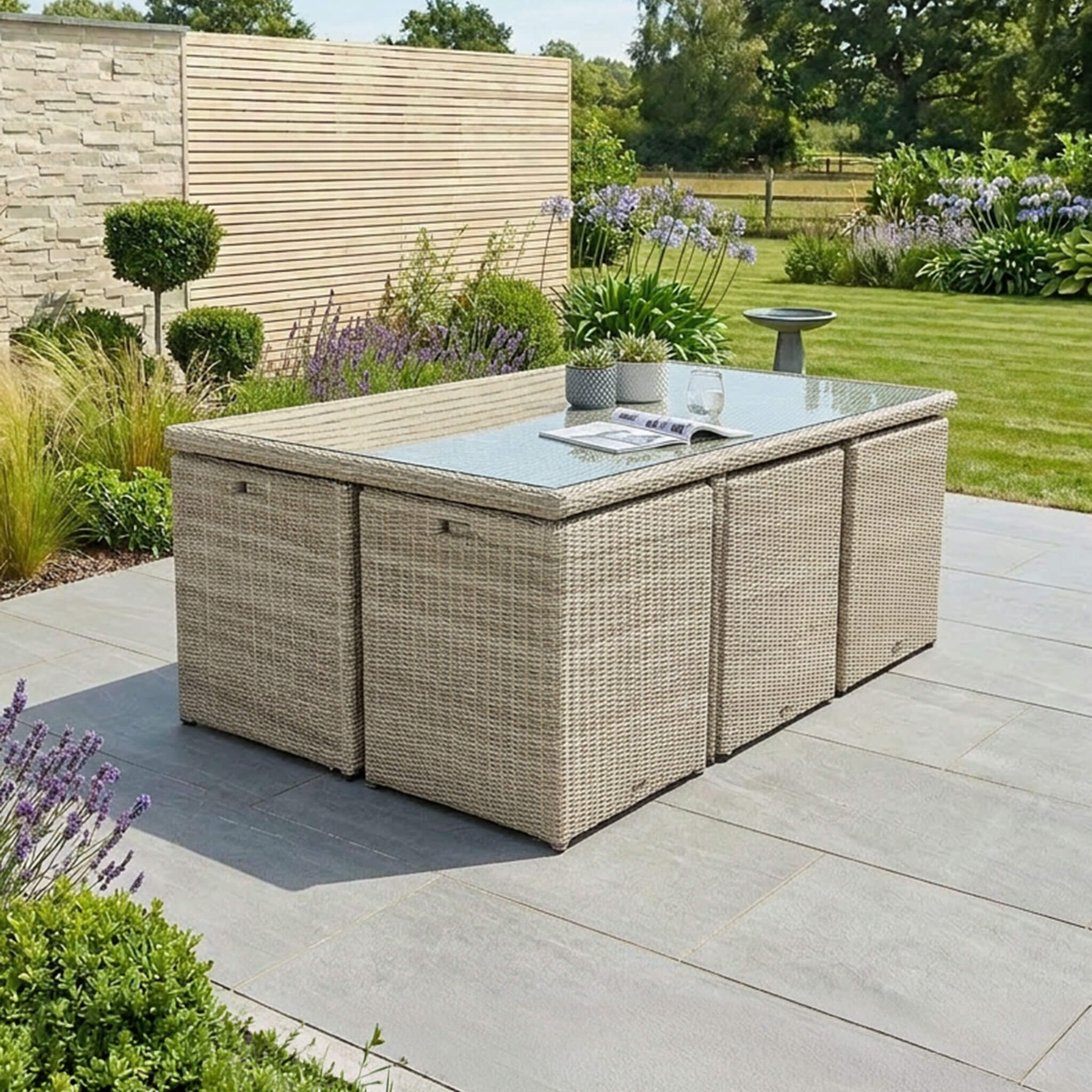 Wentworth Outdoor 10 Seater Cube Dining Set - Beige - Image 3