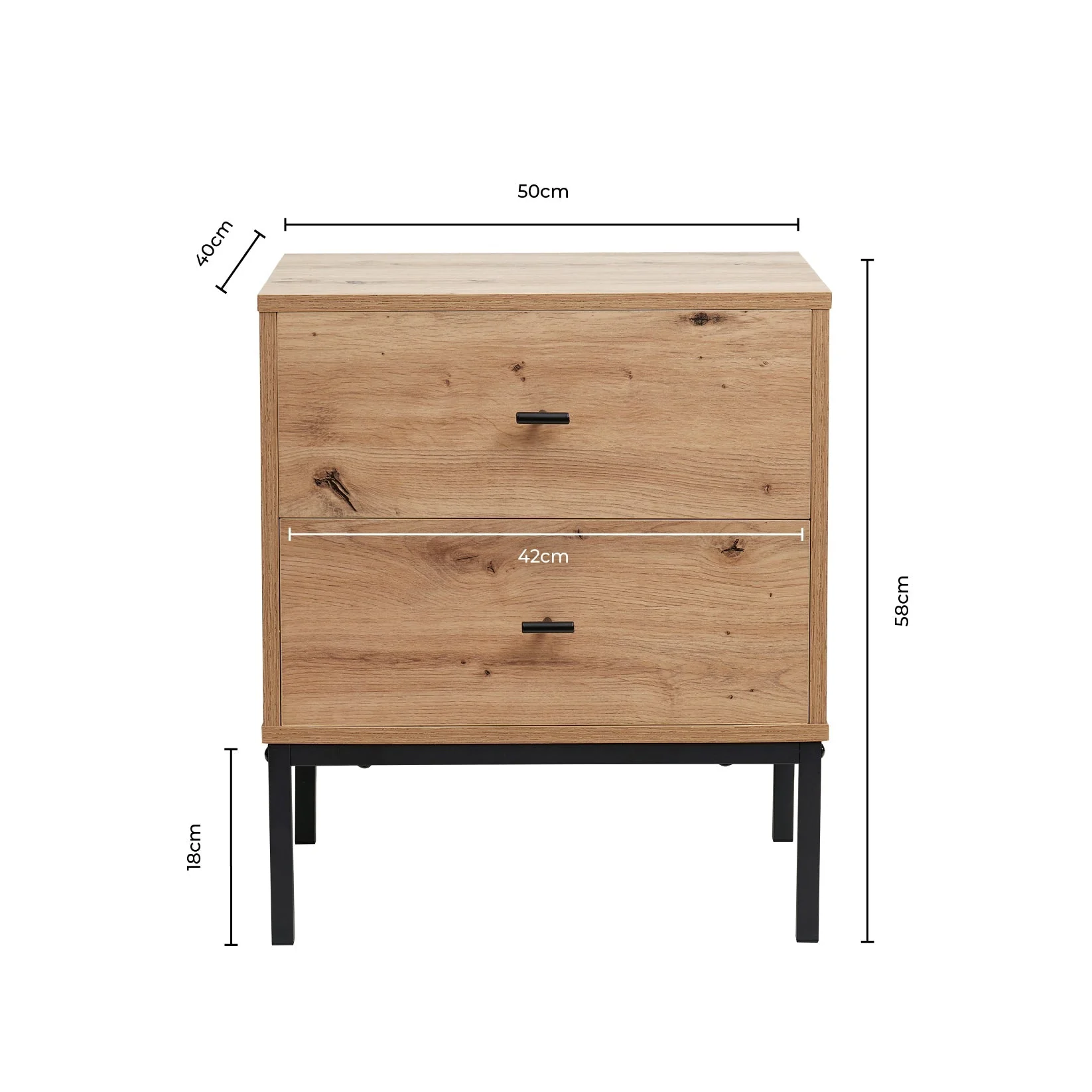 Willow 2 Drawer Bedside Table - Light Wood - Image 8