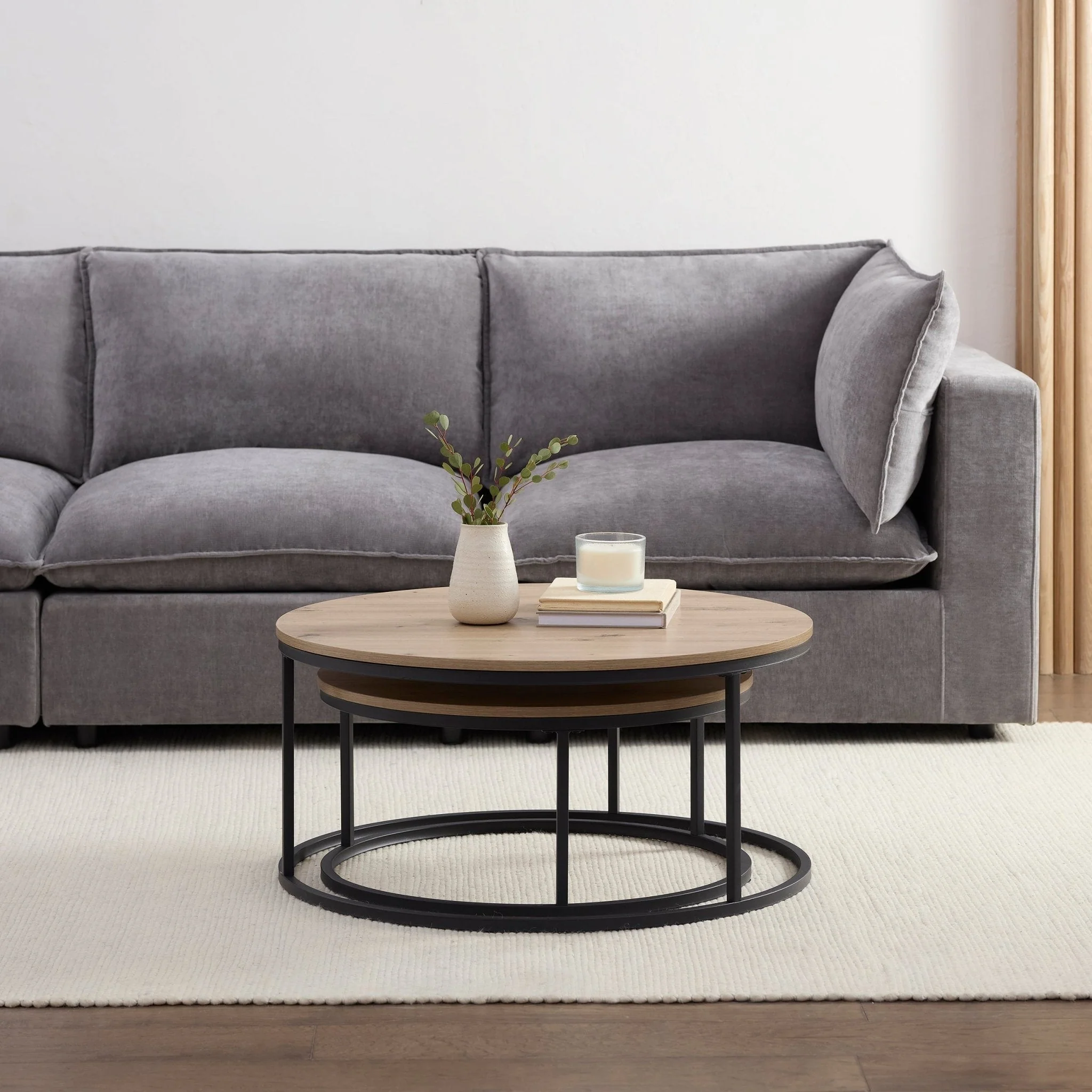 Willow Round Nesting Coffee Table - Wood - Image 2