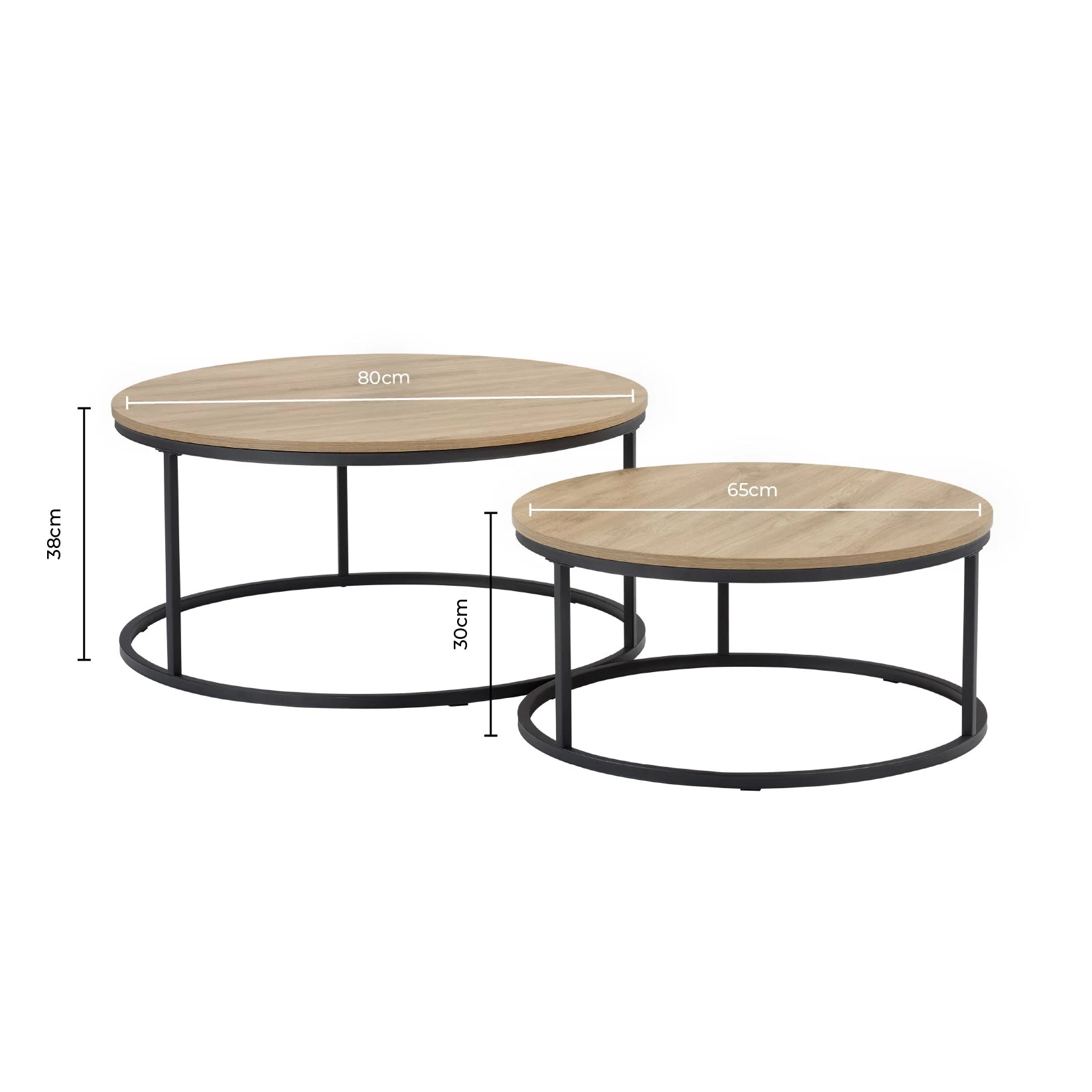 Willow Round Nesting Coffee Table - Wood - Image 5