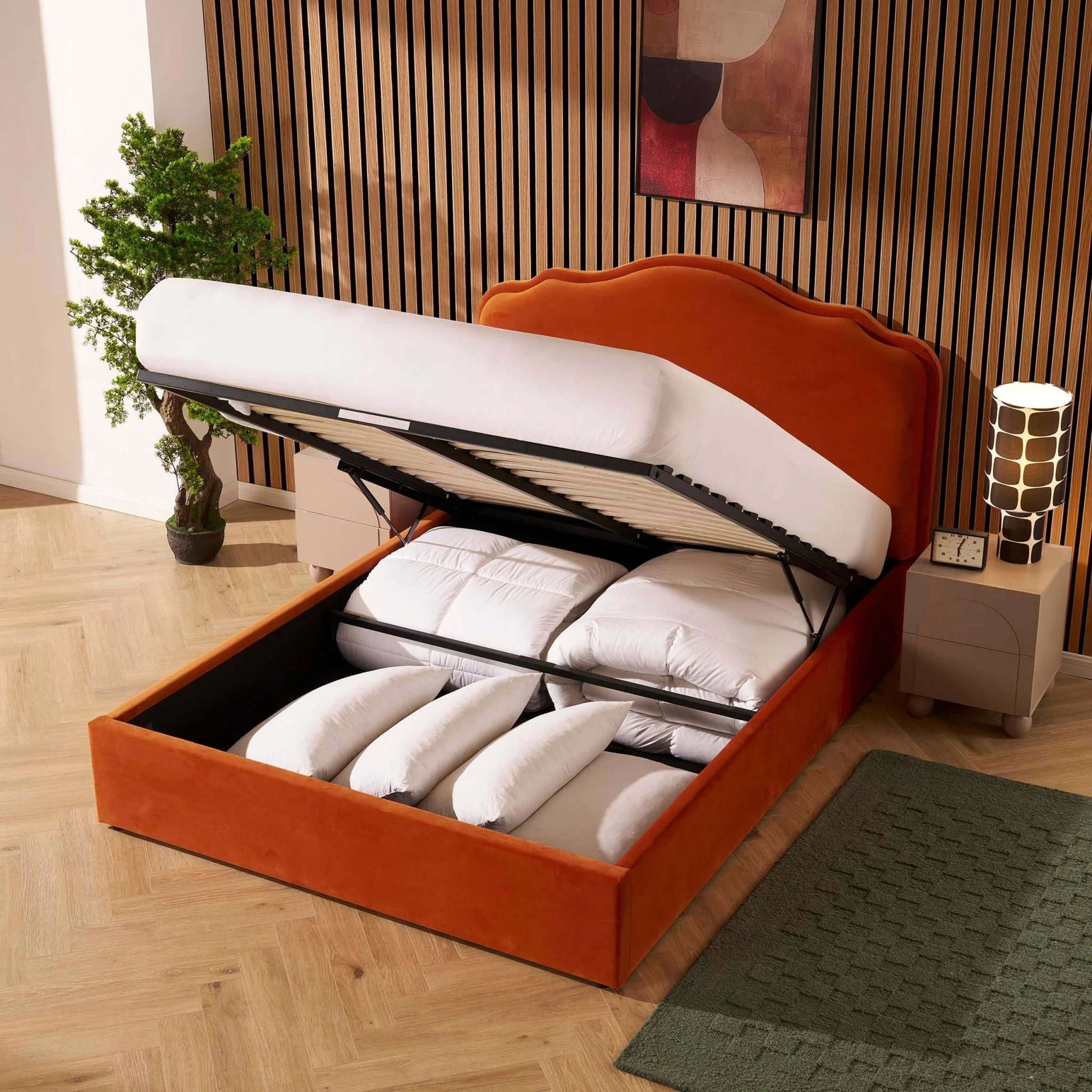 Wiltshire Ottoman Storage Bed - Bright Orange - Image 5