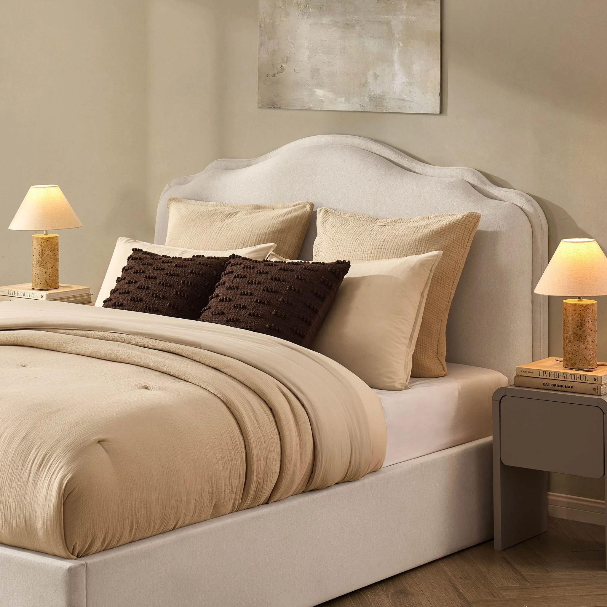 Wiltshire Ottoman Storage Bed - Cream Linen - Image 6
