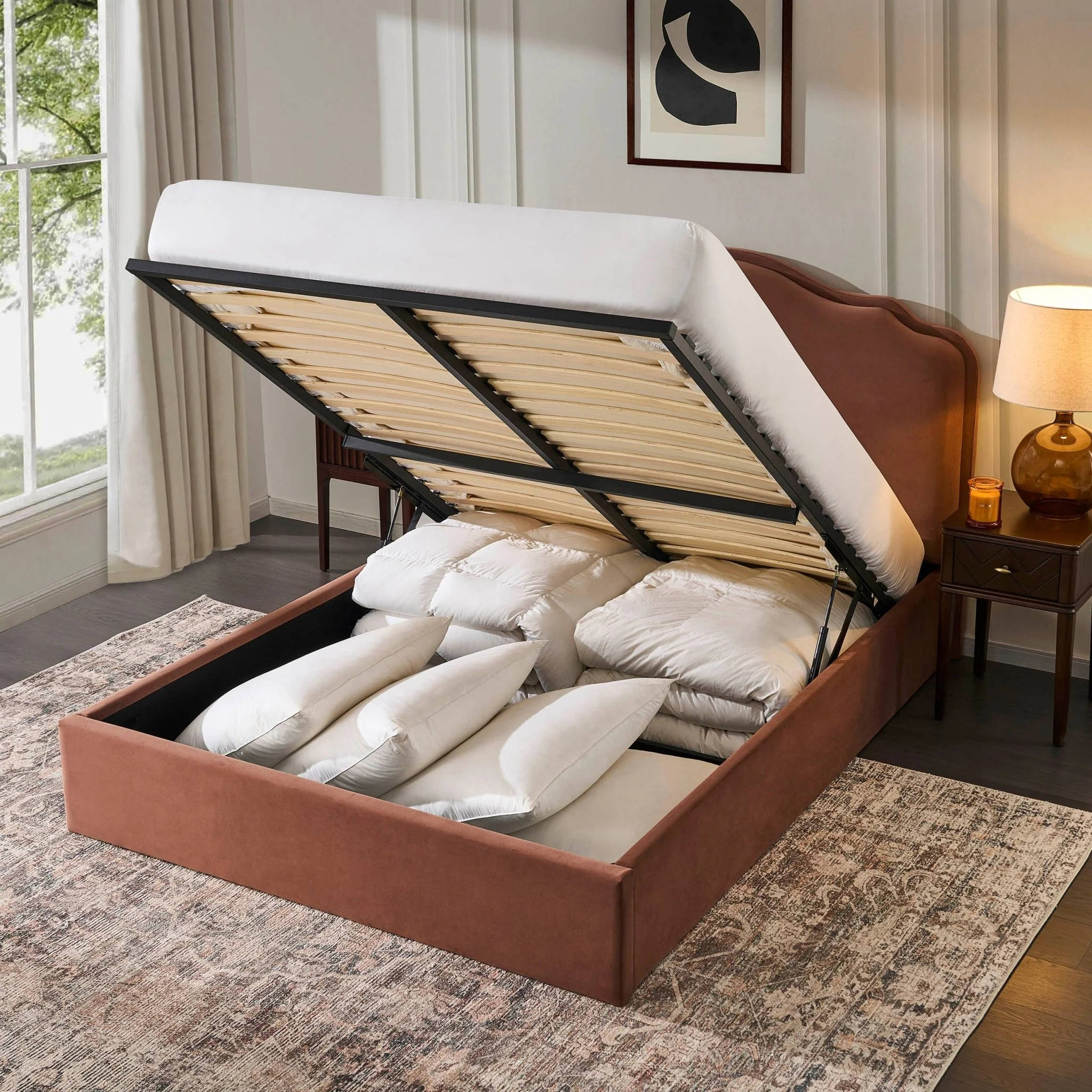 Wiltshire Ottoman Storage Bed - Mauve - Image 5