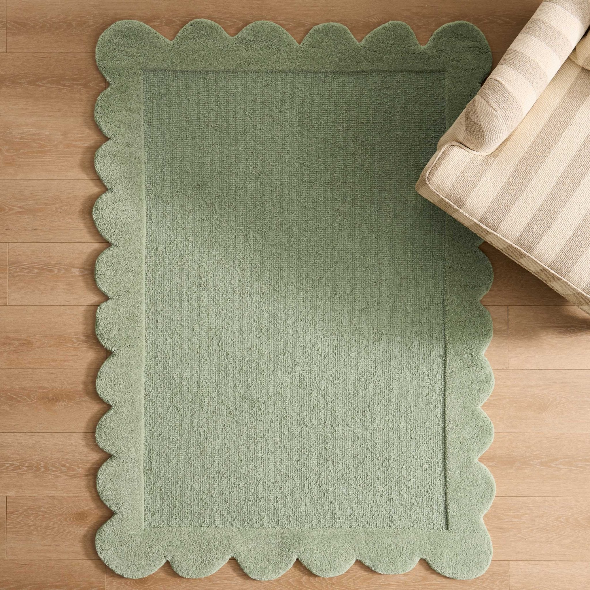 Wool Scallop Edge Rug - Sage - Image 2
