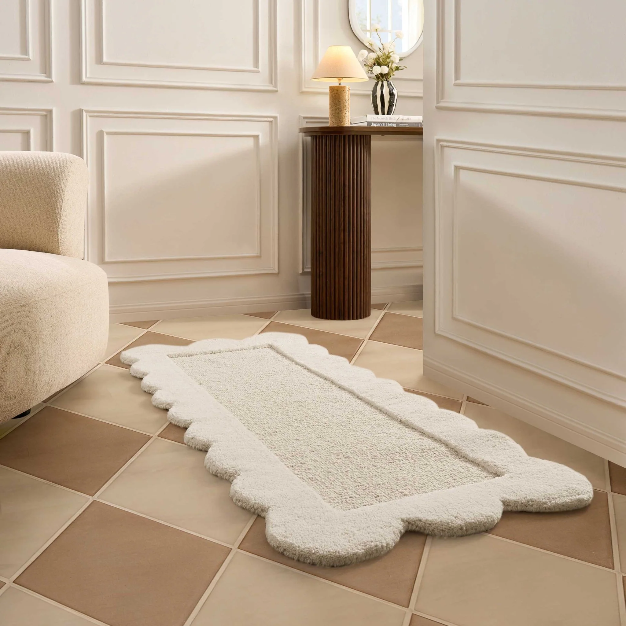 Wool Scallop Edge Runner - Off White