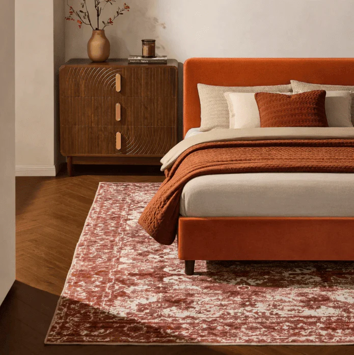 Zahra Persian Style Machine Washable Rug - Burnt Orange