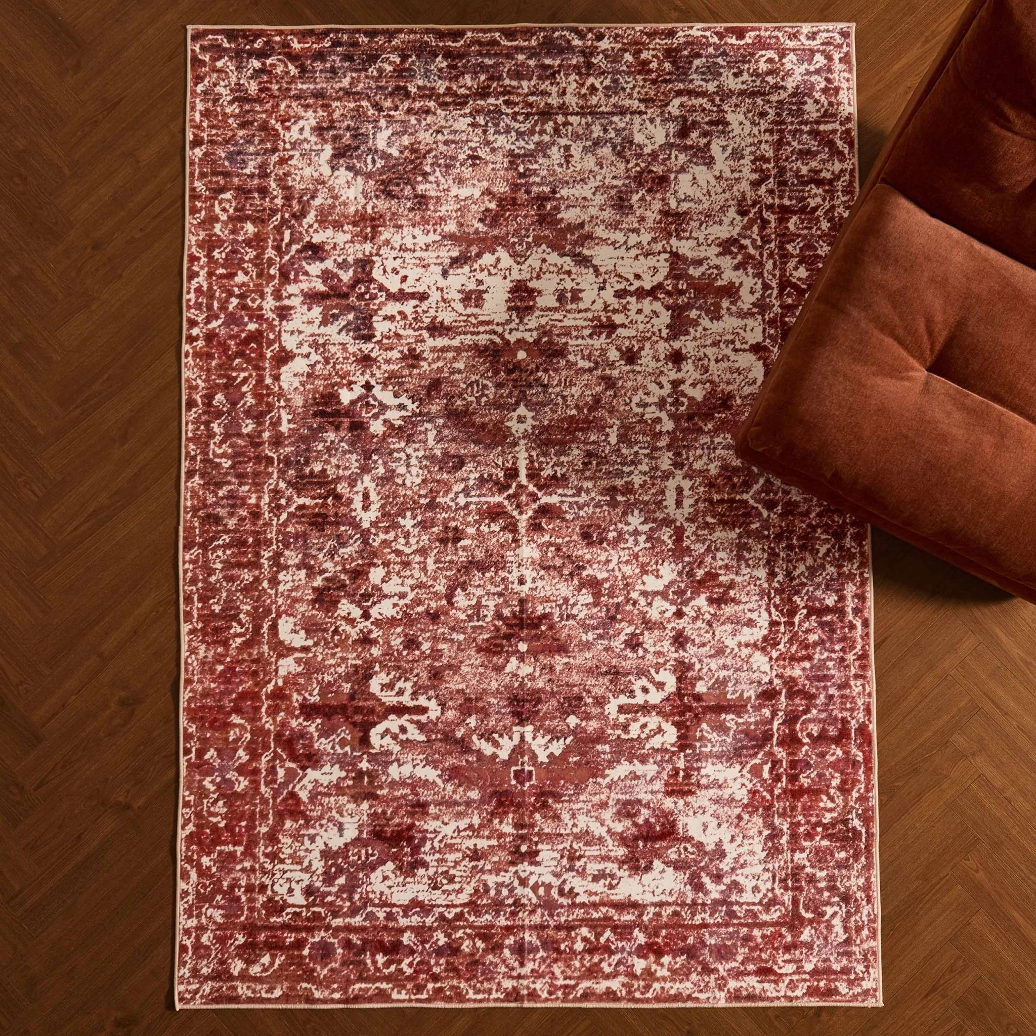 Zahra Persian Style Machine Washable Rug - Burnt Orange - Image 2