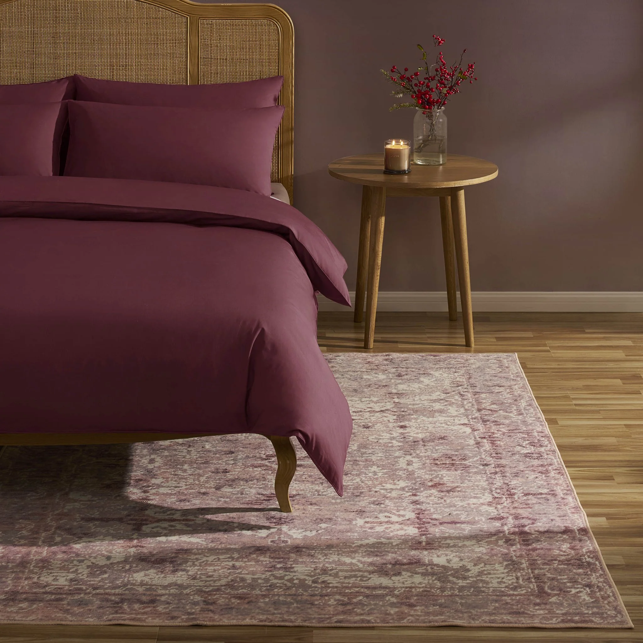 Zahra Persian Style Machine Washable Rug - Rose