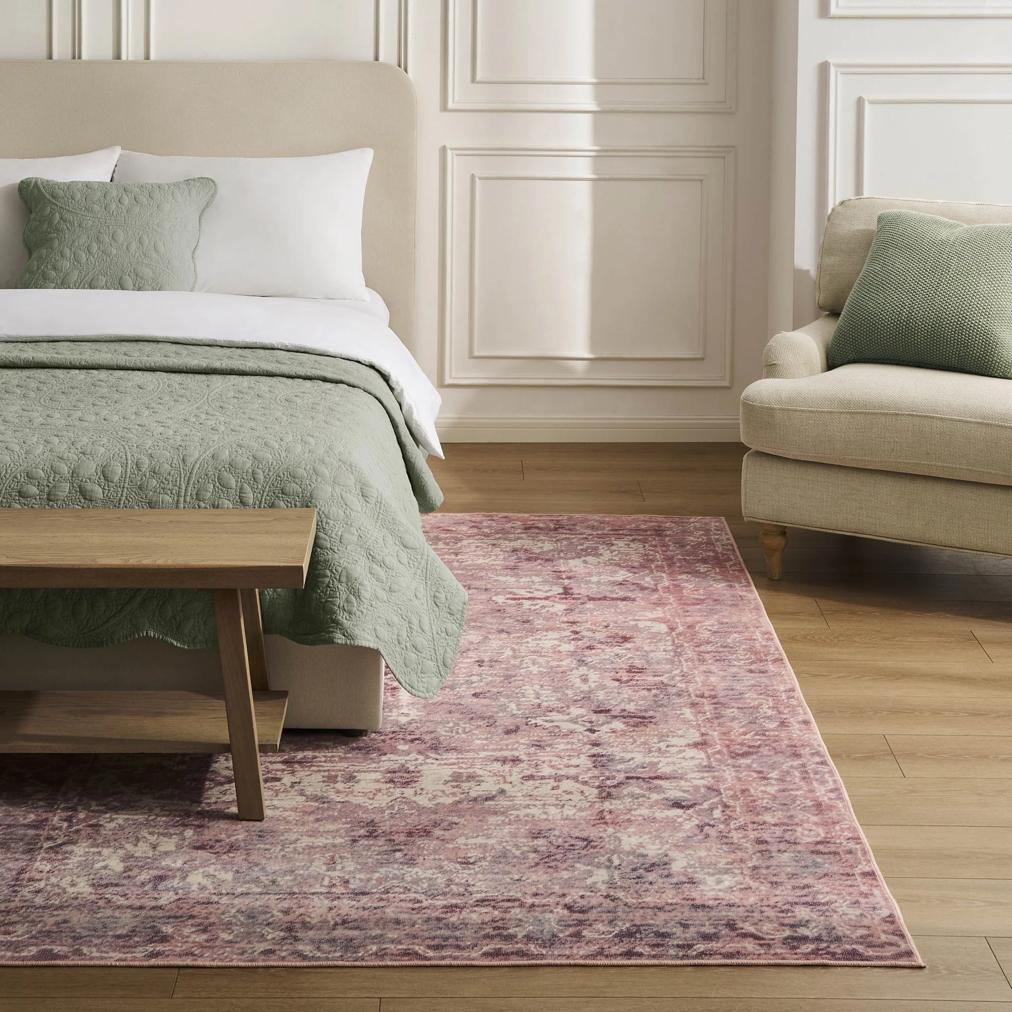 Zahra Persian Style Machine Washable Rug - Rose - Image 6