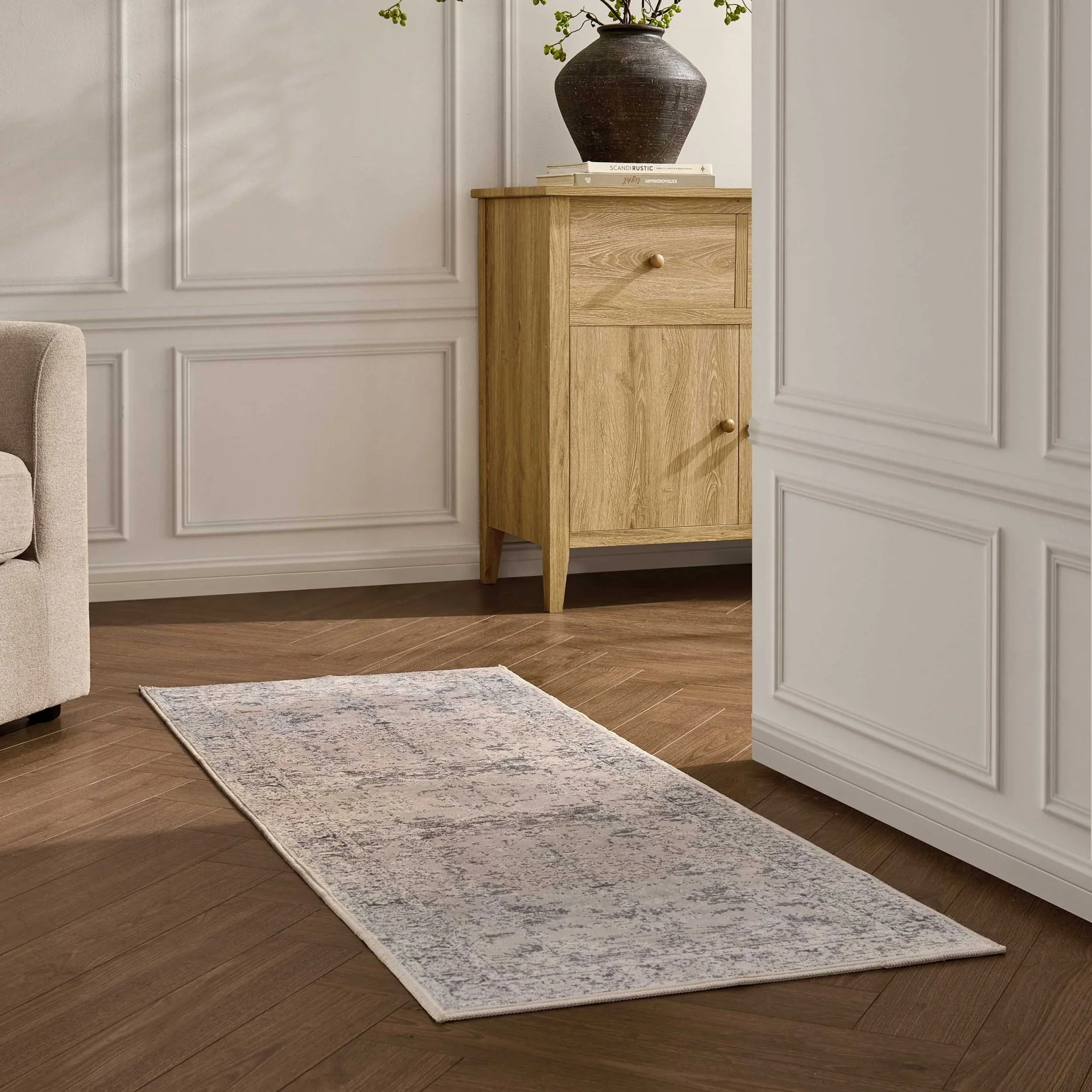 Zahra Persian Style Machine Washable Runner - Natural