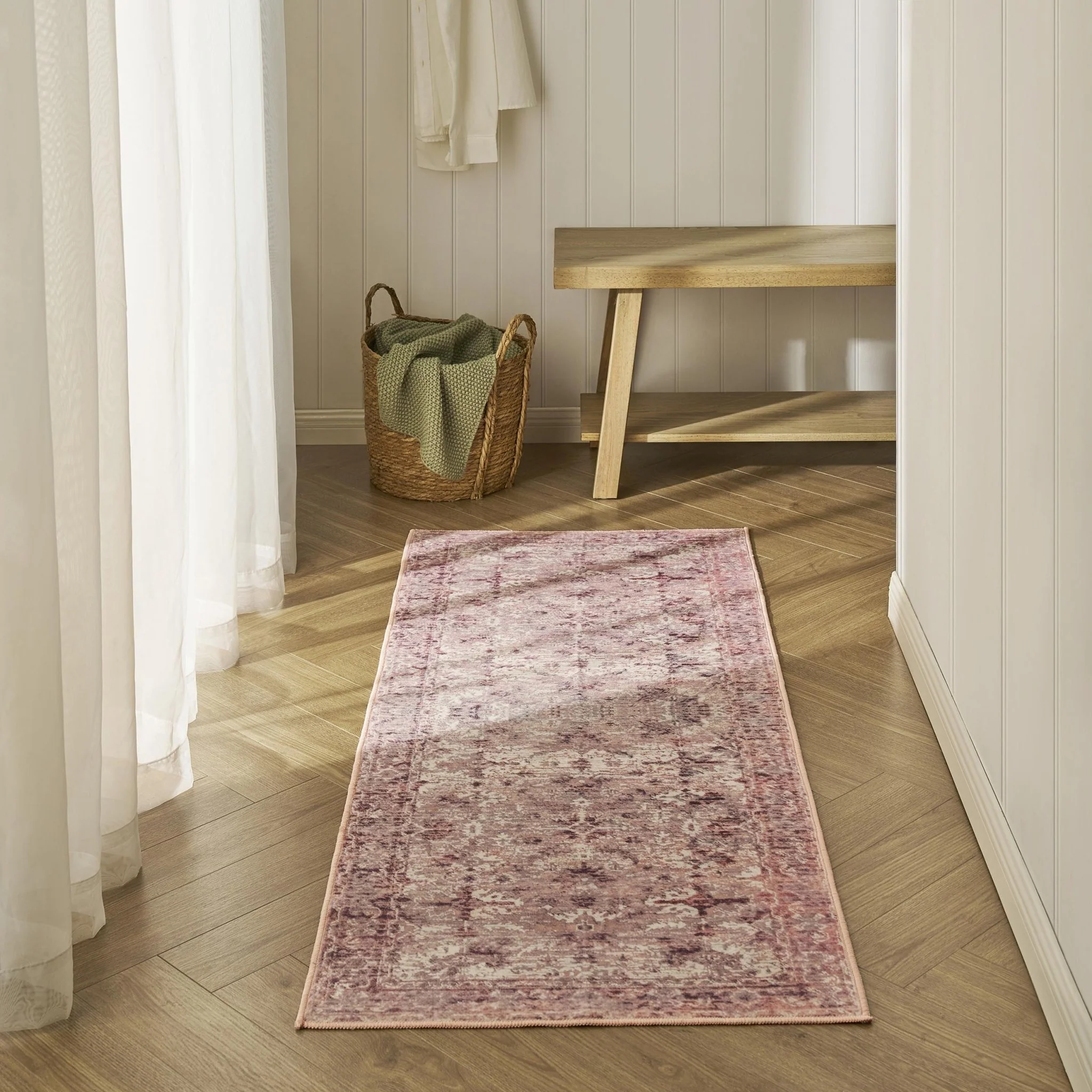 Zahra Persian Style Machine Washable Runner - Rose