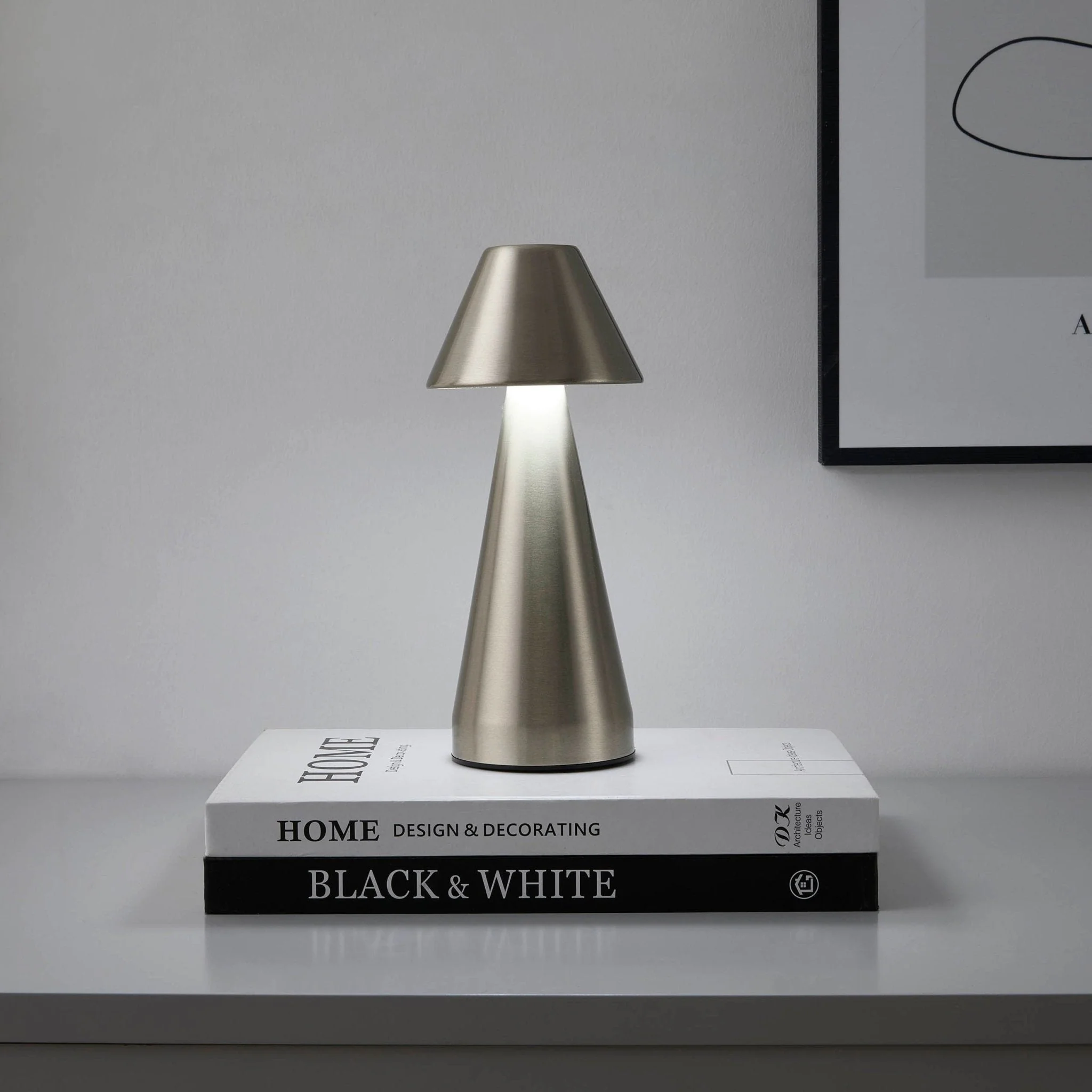 Zania Mini LED Rechargeable Wireless Lamp - Satin Nickel